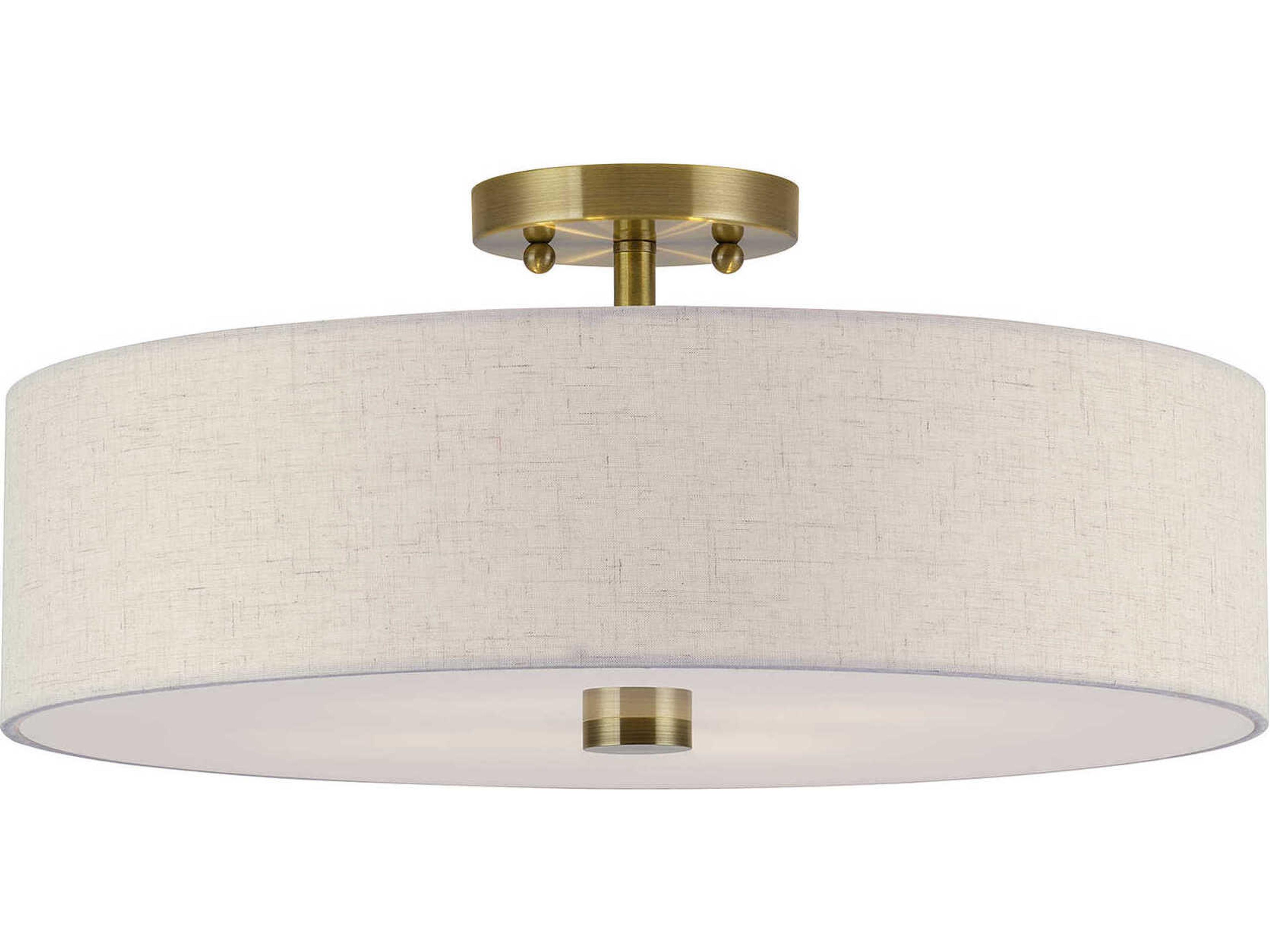 Monroe 4-Light Antique Brass Drum Semi Flush Mount