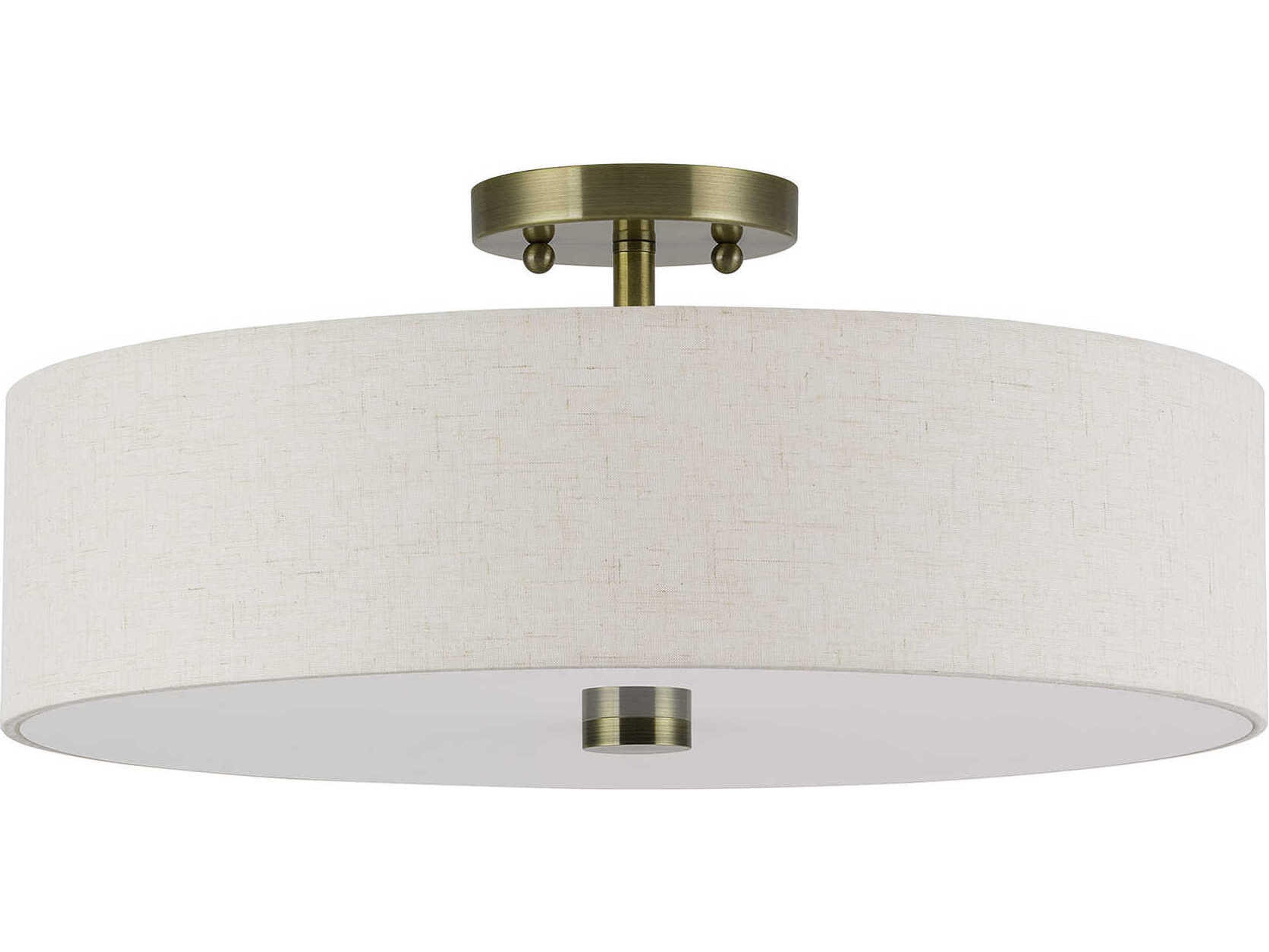 Livex Lighting Monroe 4-Light Antique Brass Drum Semi Flush Mount