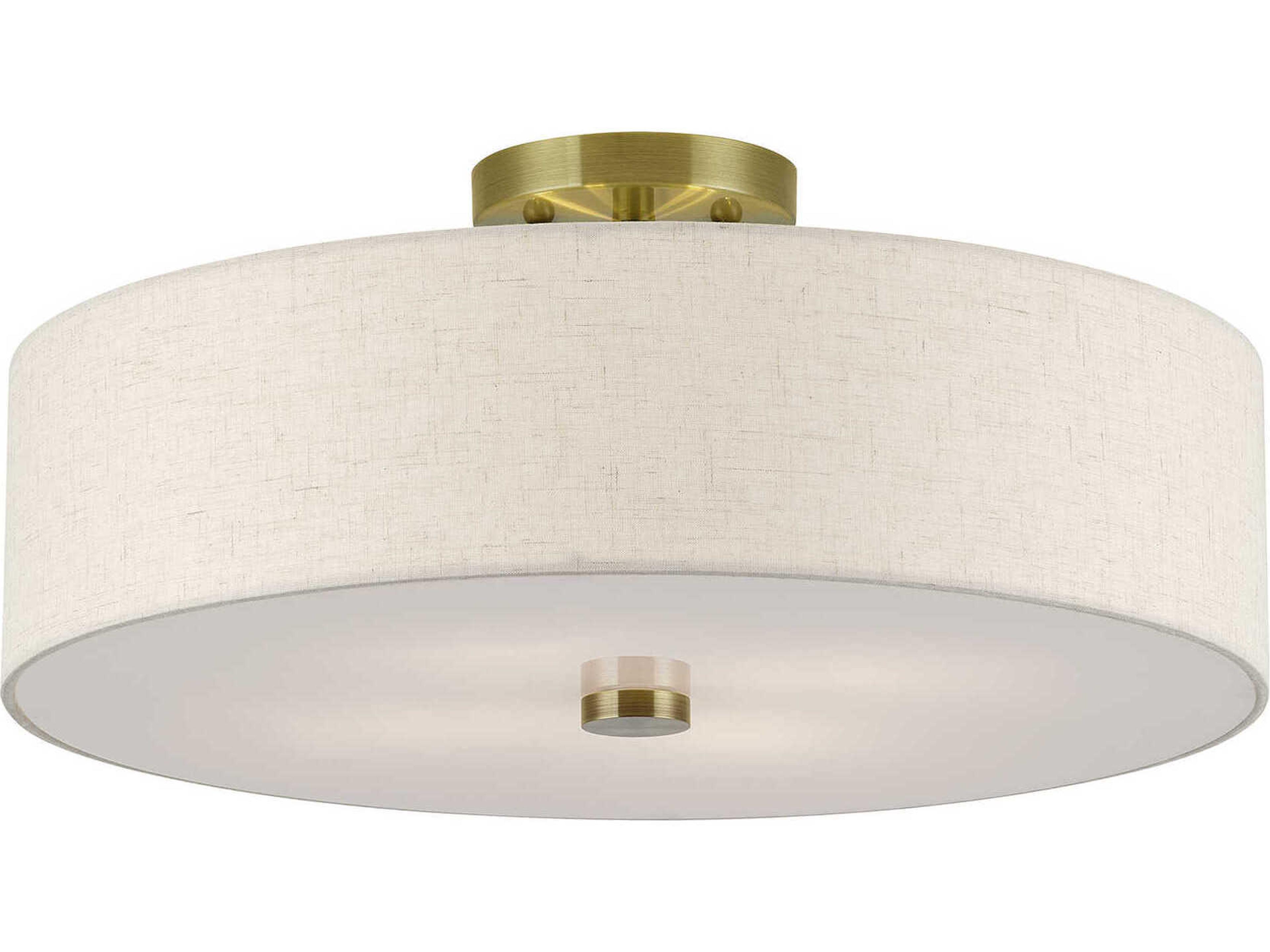 Livex Lighting Monroe 4-Light Antique Brass Drum Semi Flush Mount