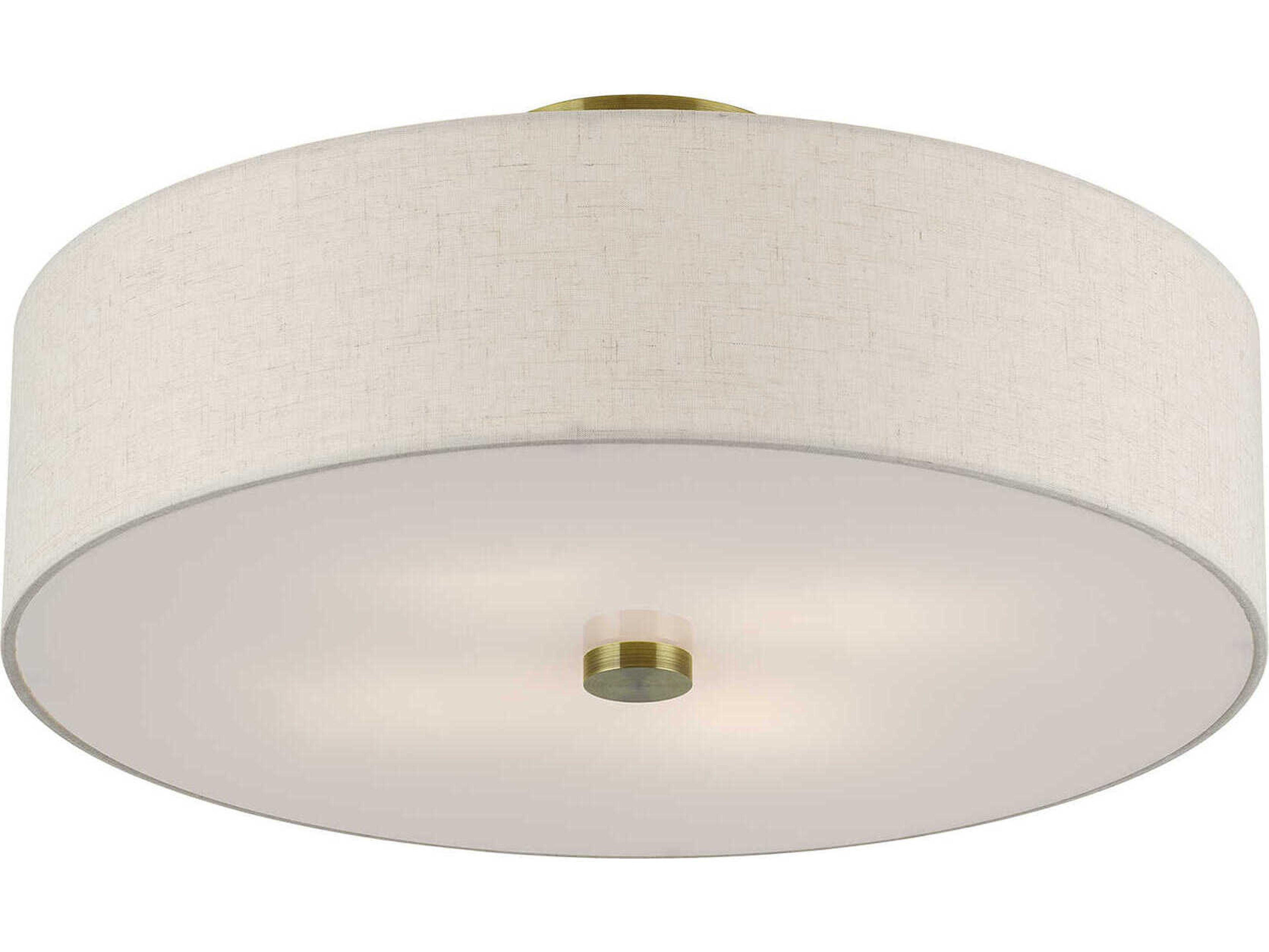 Livex Lighting Monroe 4-Light Antique Brass Drum Semi Flush Mount