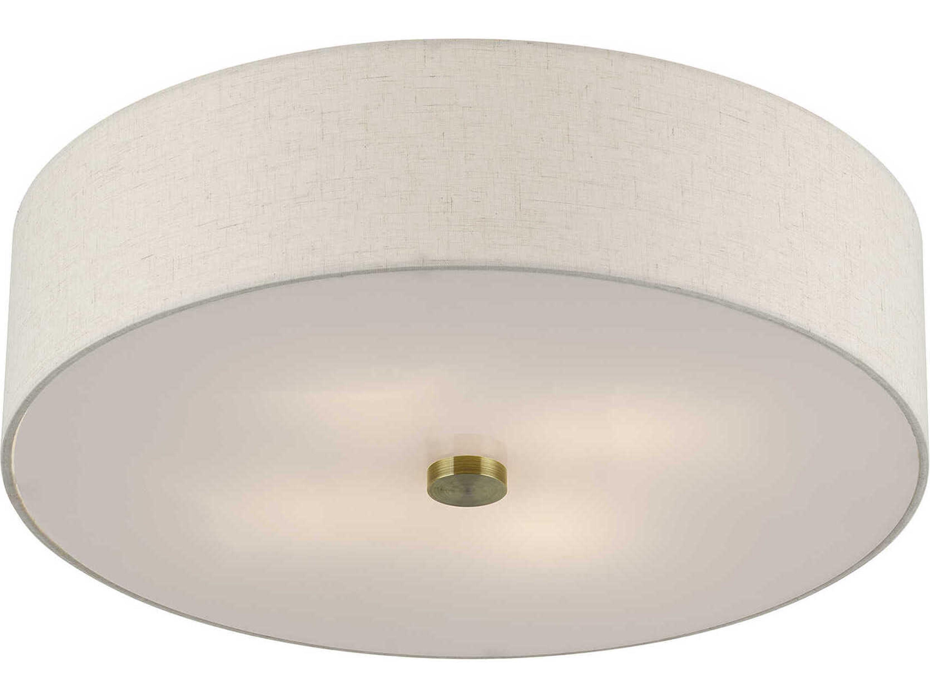 Livex Lighting Monroe 4-Light Antique Brass Drum Semi Flush Mount