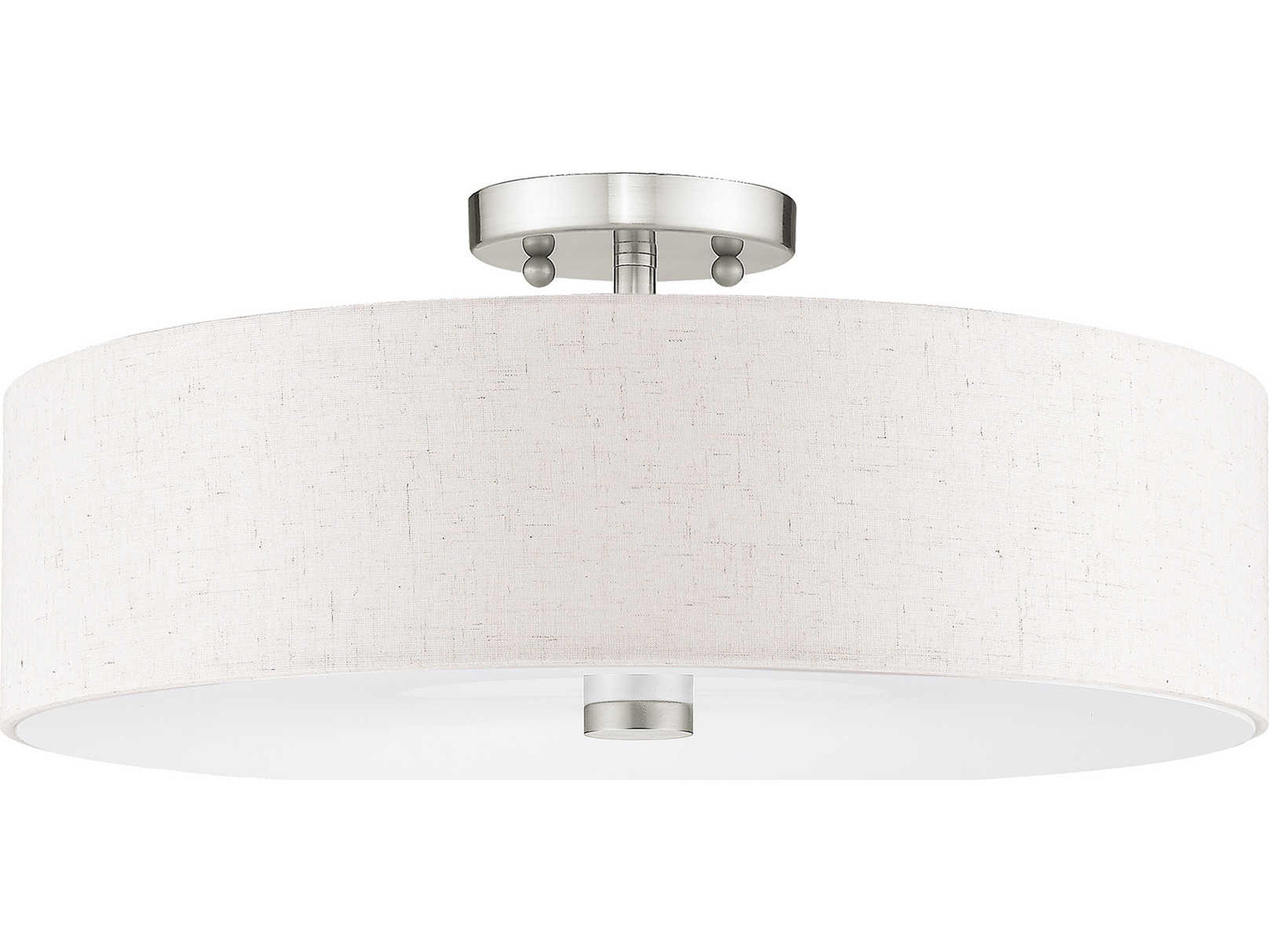 Livex Lighting Meridian 4-Light Brushed Nickel Drum Round Semi Flush Mount