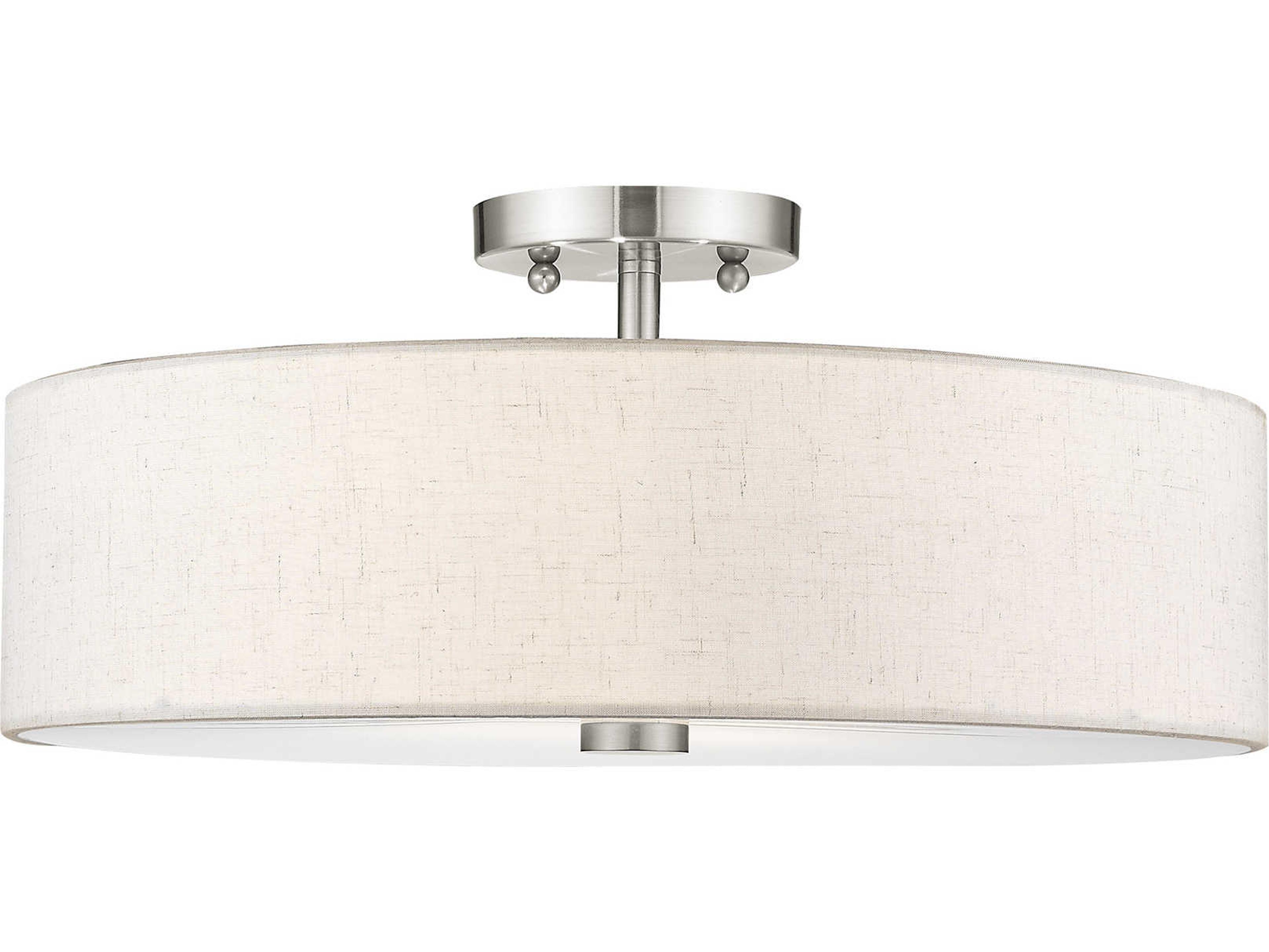 Livex Lighting Meridian 4-Light Brushed Nickel Drum Round Semi Flush Mount