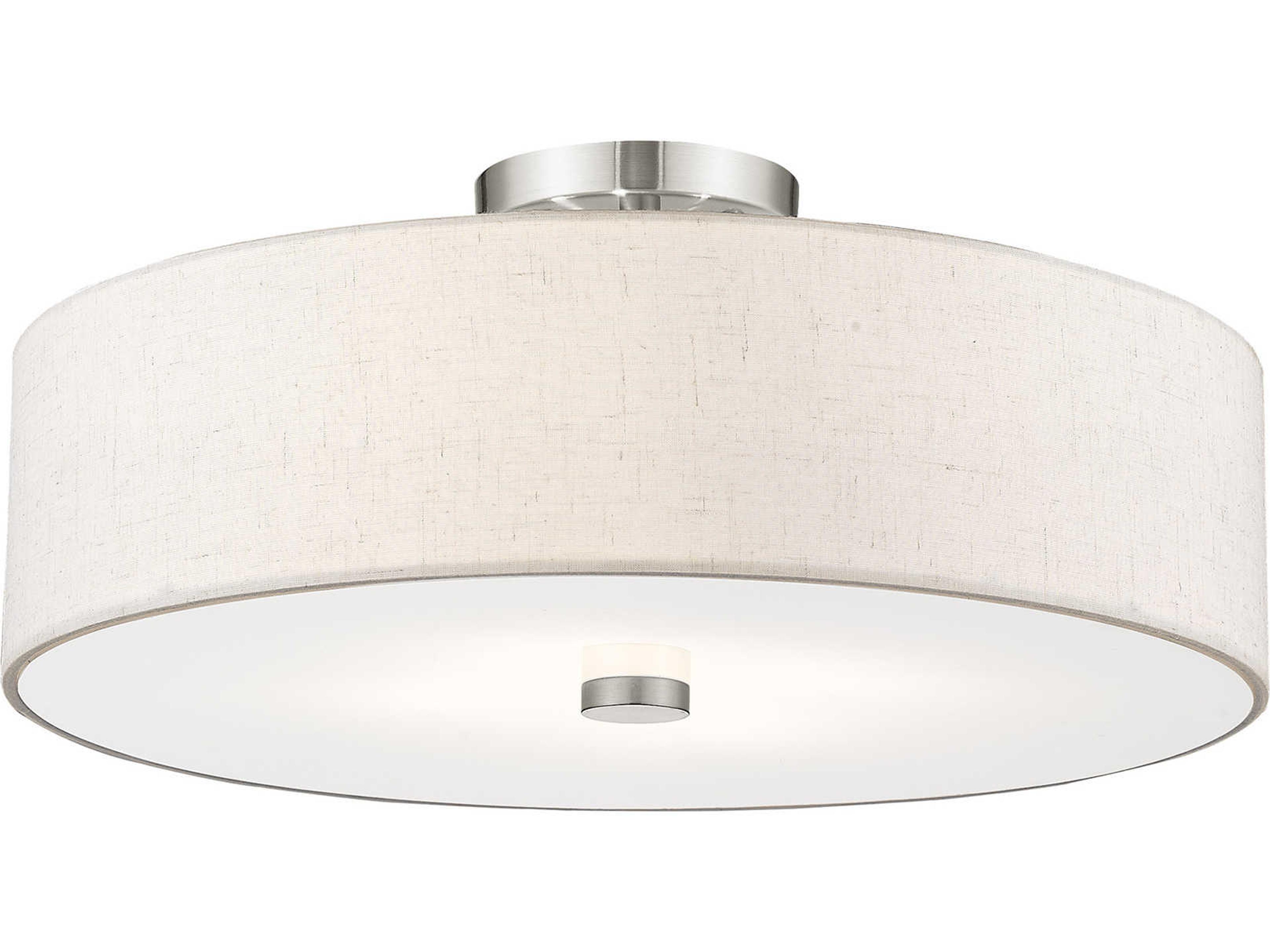Livex Lighting Meridian 4-Light Brushed Nickel Drum Round Semi Flush Mount