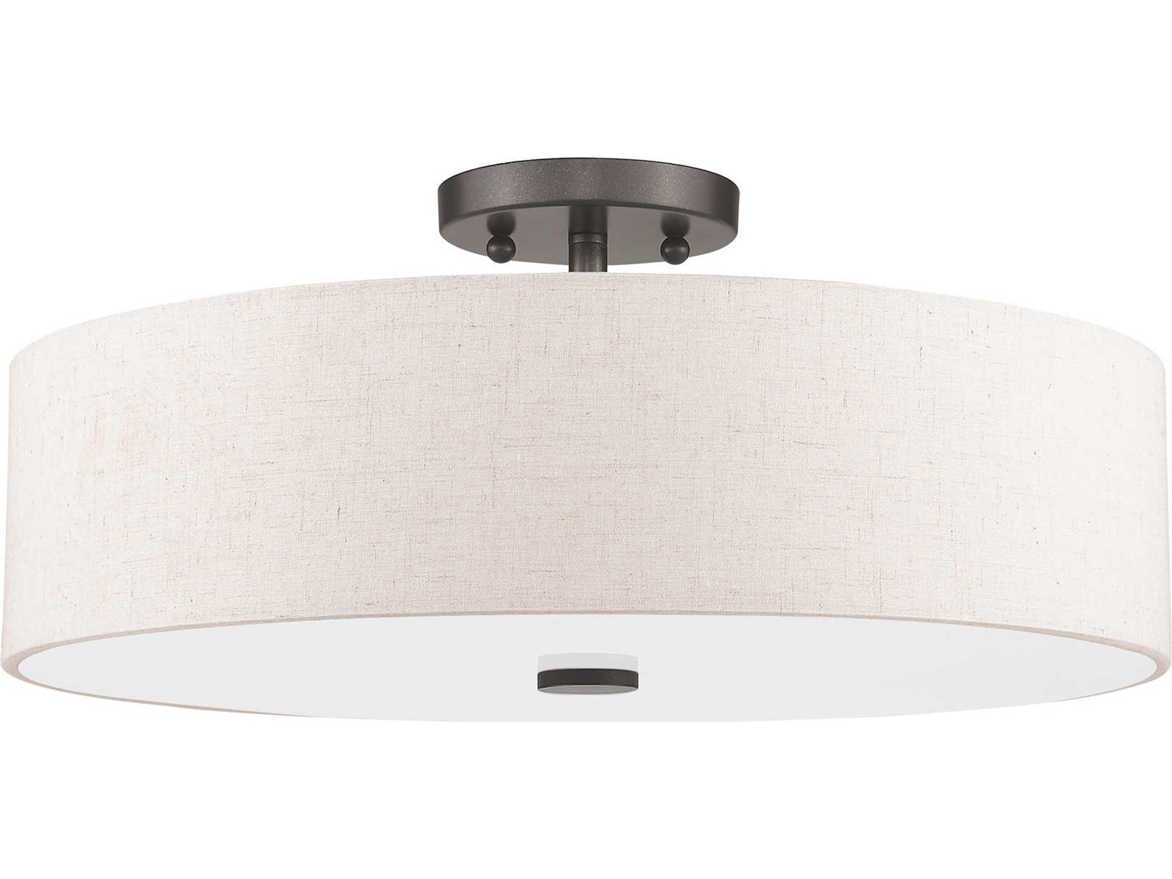 Livex Lighting Meridian 4-Light English Bronze Drum Round Semi Flush Mount