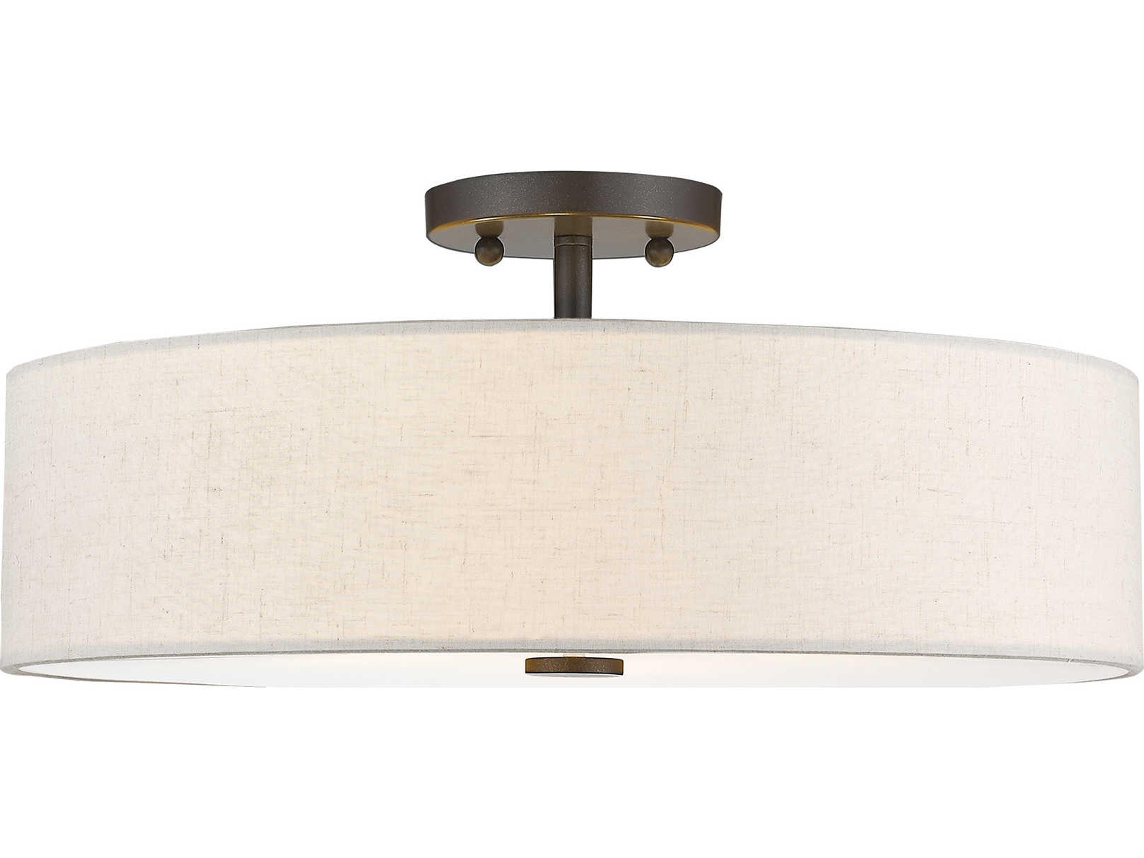 Livex Lighting Meridian 4-Light English Bronze Drum Round Semi Flush Mount