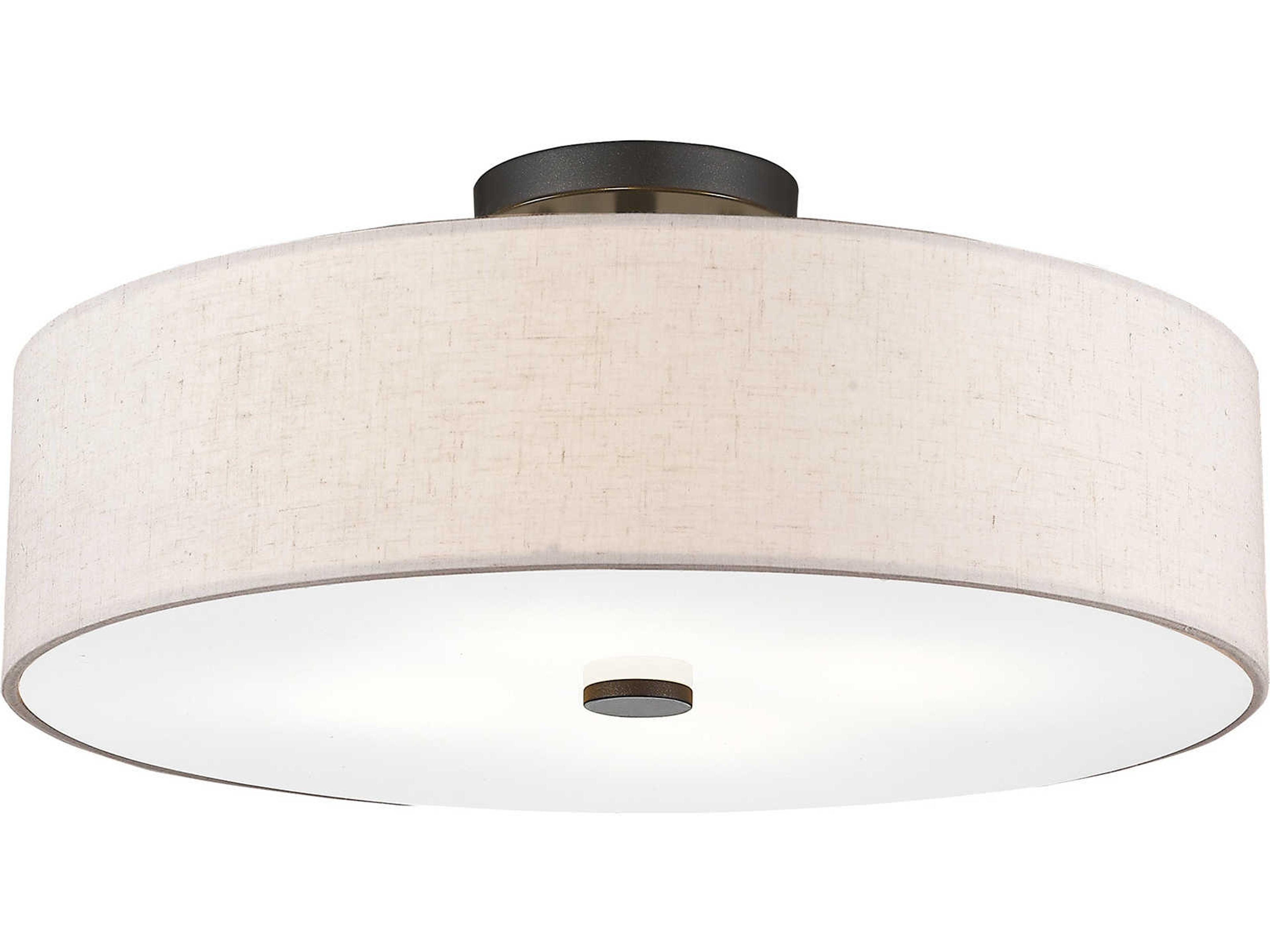 Livex Lighting Meridian 4-Light English Bronze Drum Round Semi Flush Mount