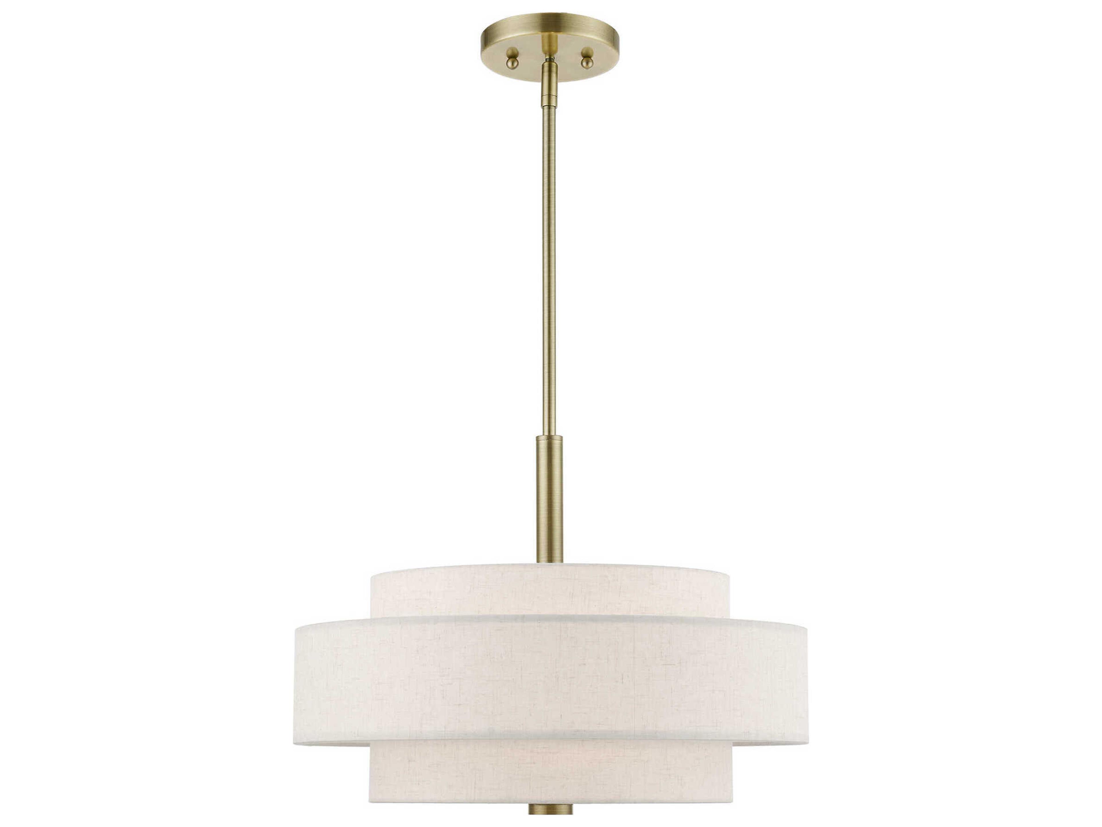 Livex Lighting Monroe 4-Light Antique Brass Drum Pendant