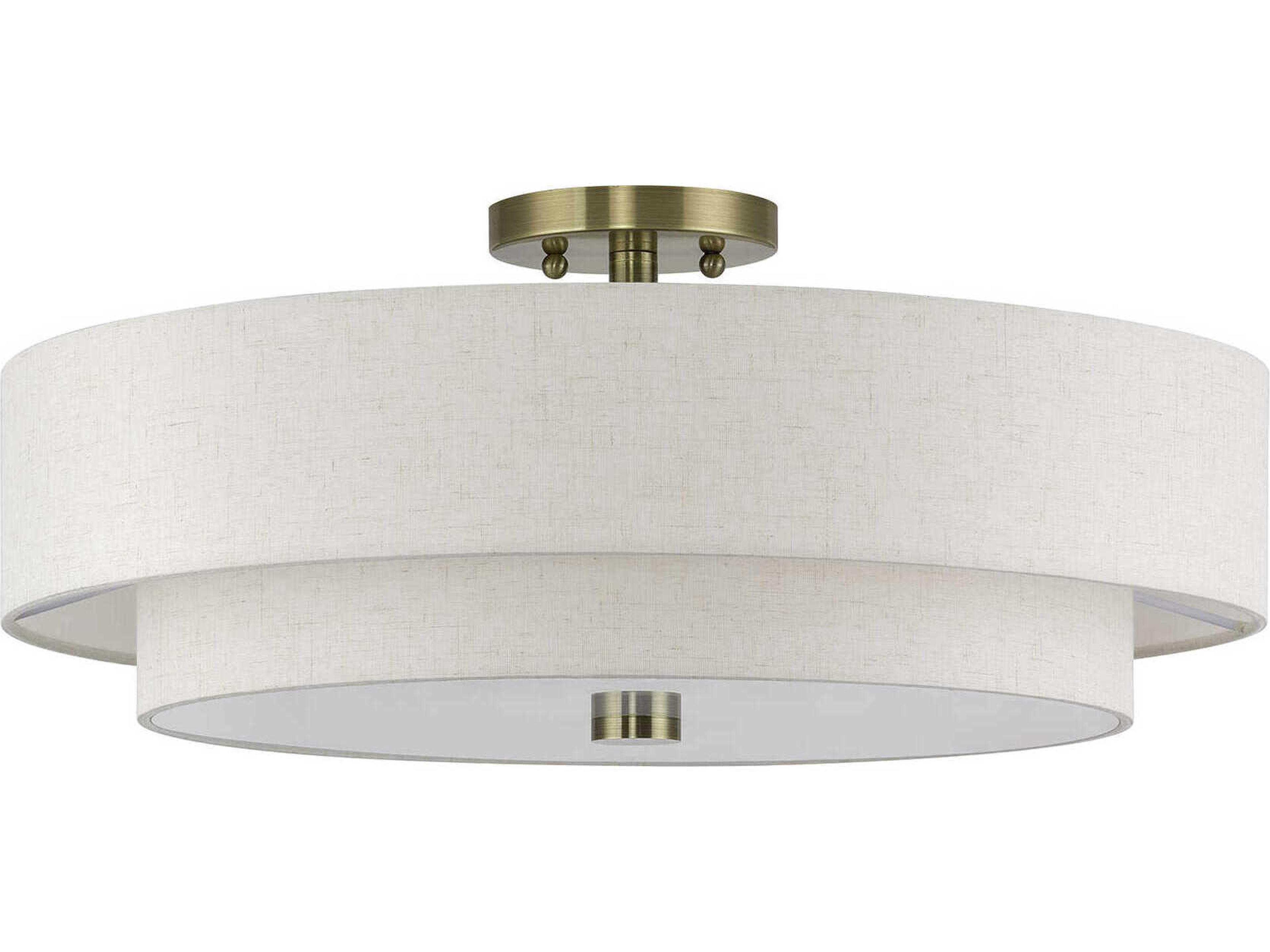 Livex Lighting Monroe 5-Light Antique Brass Drum Semi Flush Mount