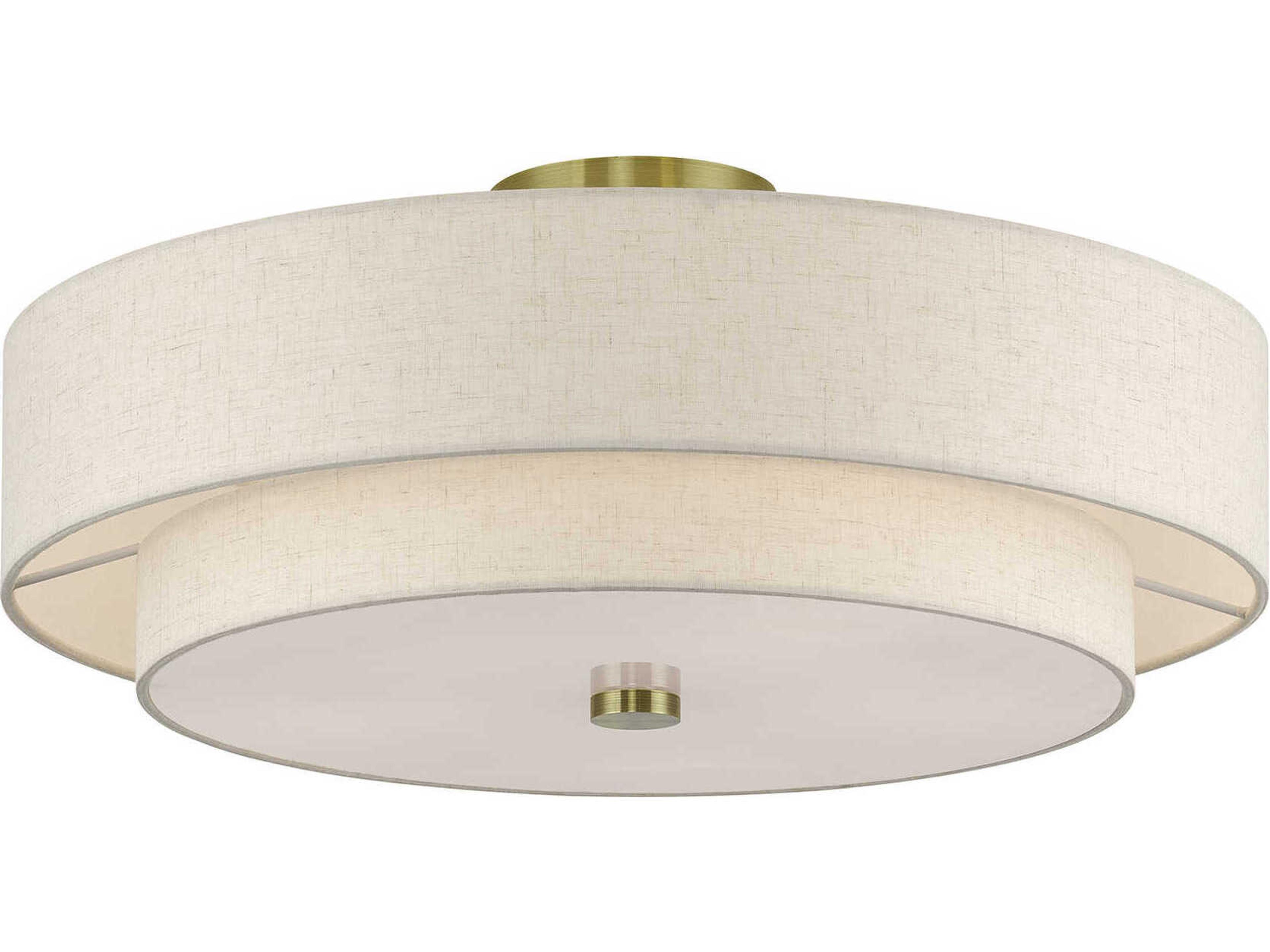 Livex Lighting Monroe 5-Light Antique Brass Drum Semi Flush Mount