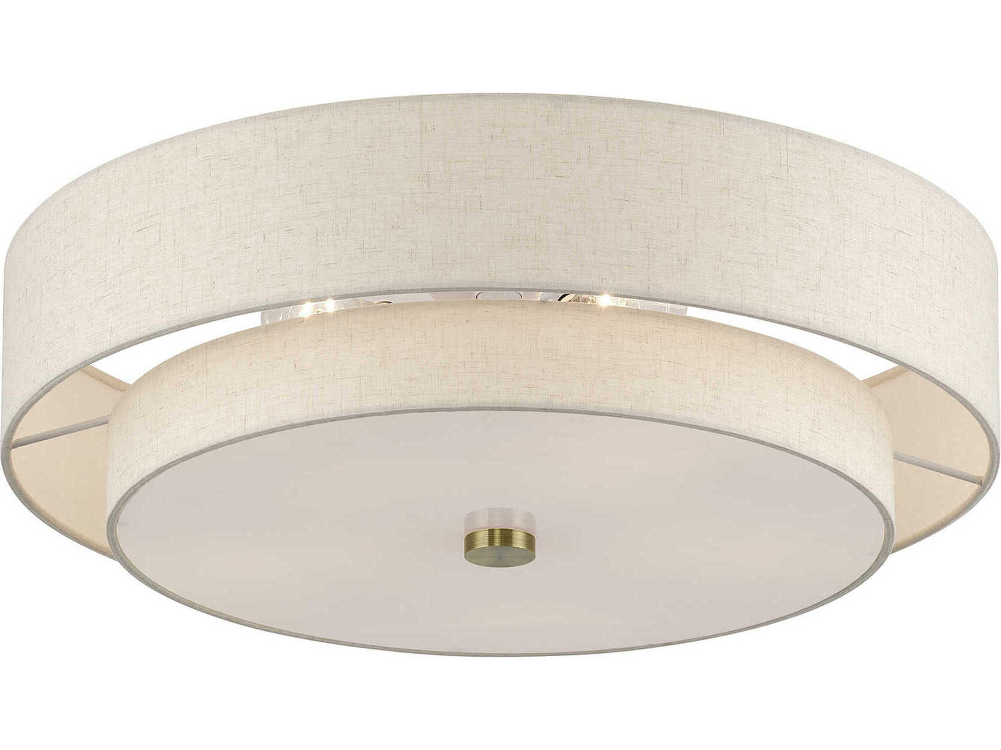 Livex Lighting Monroe 5-Light Antique Brass Drum Semi Flush Mount