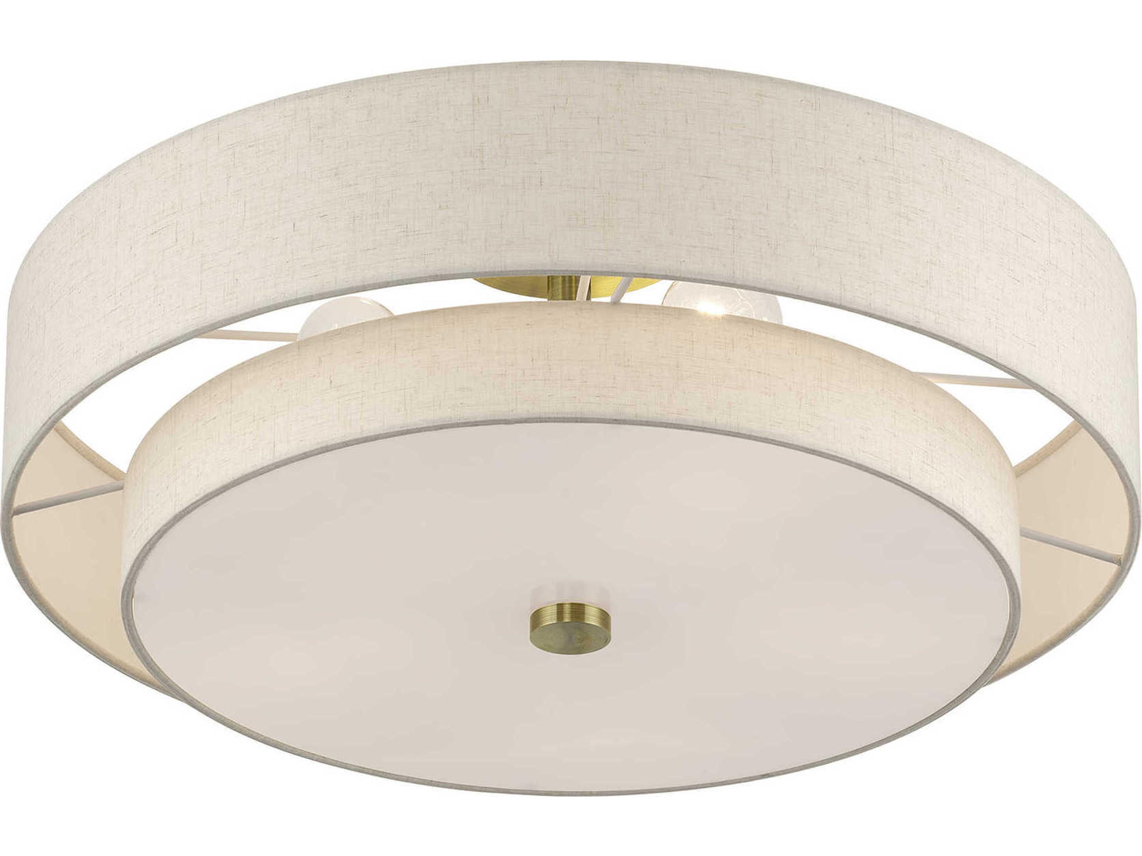 Livex Lighting Monroe 5-Light Antique Brass Drum Semi Flush Mount