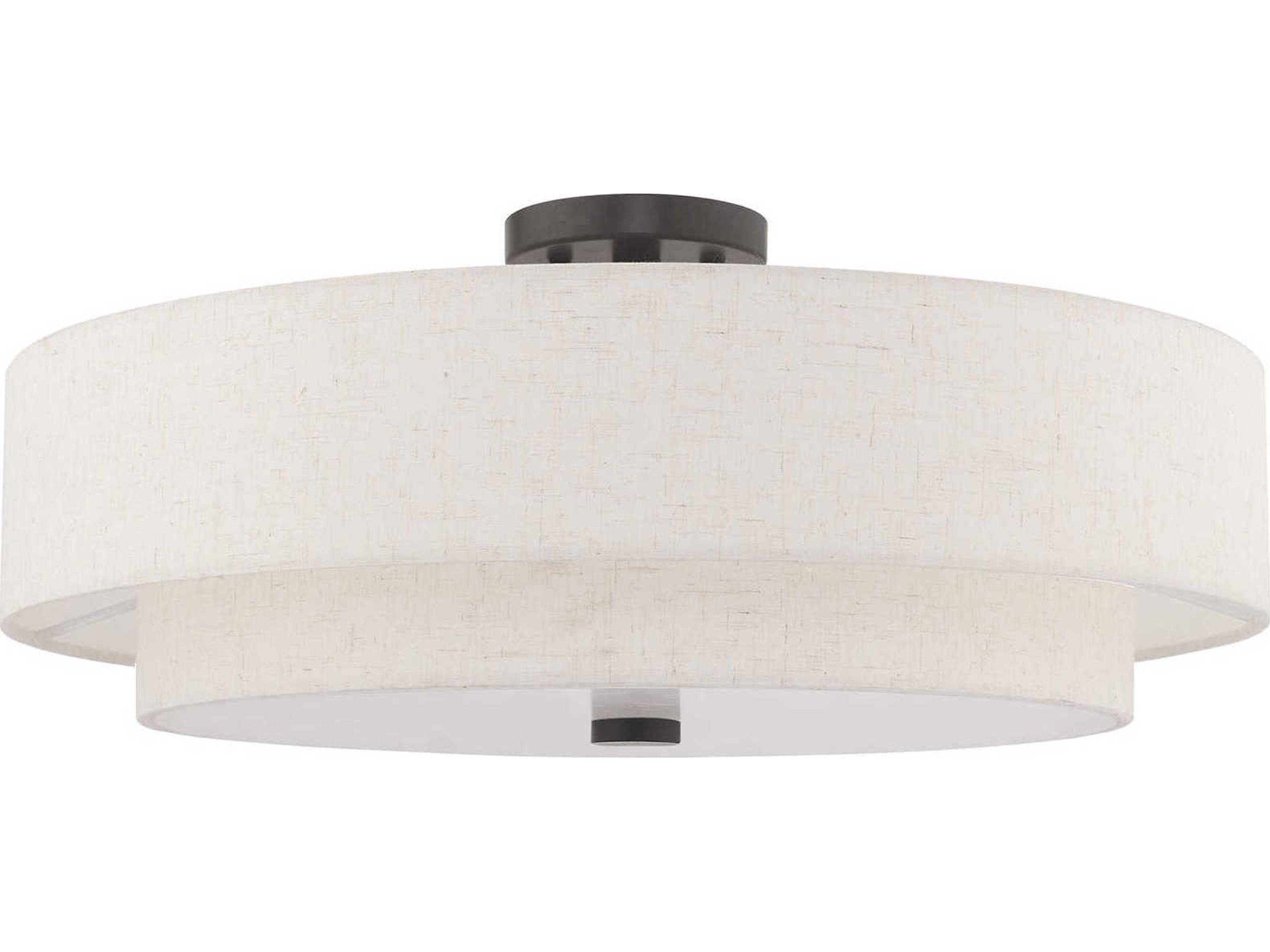 Livex Lighting Meridian English Bronze Drum Round Semi Flush Mount