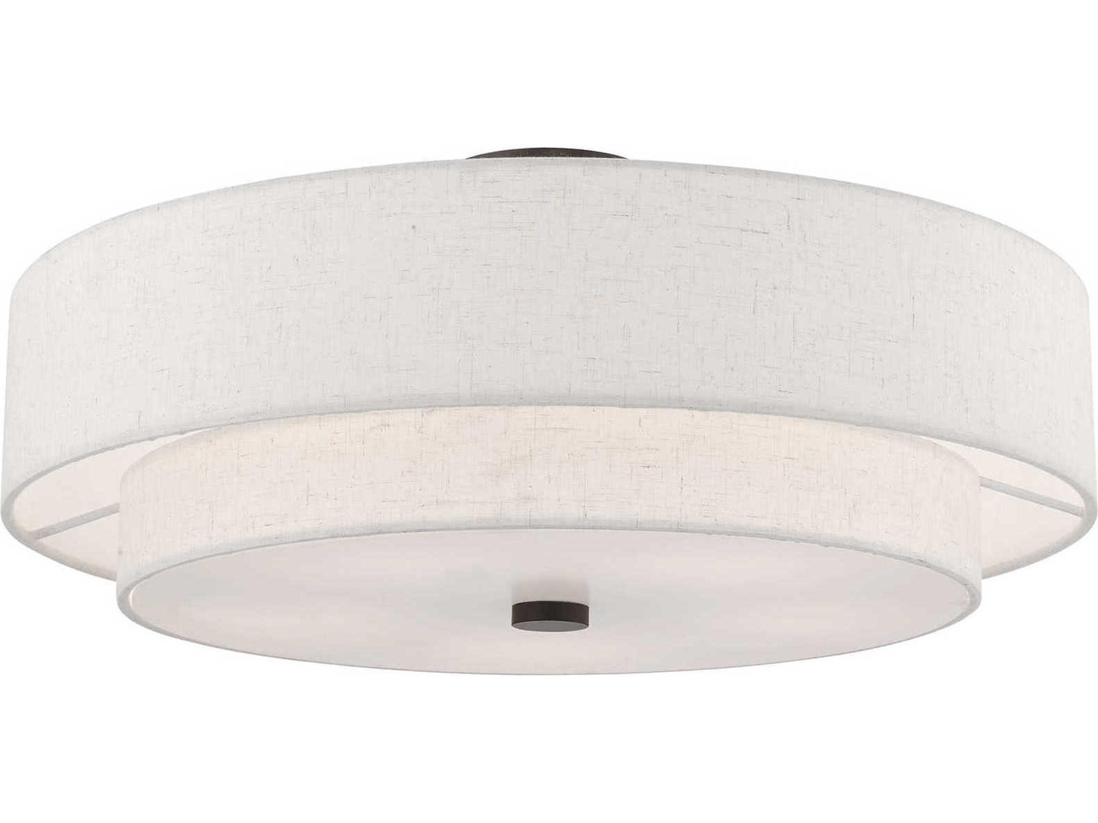 Livex Lighting Meridian English Bronze Drum Round Semi Flush Mount