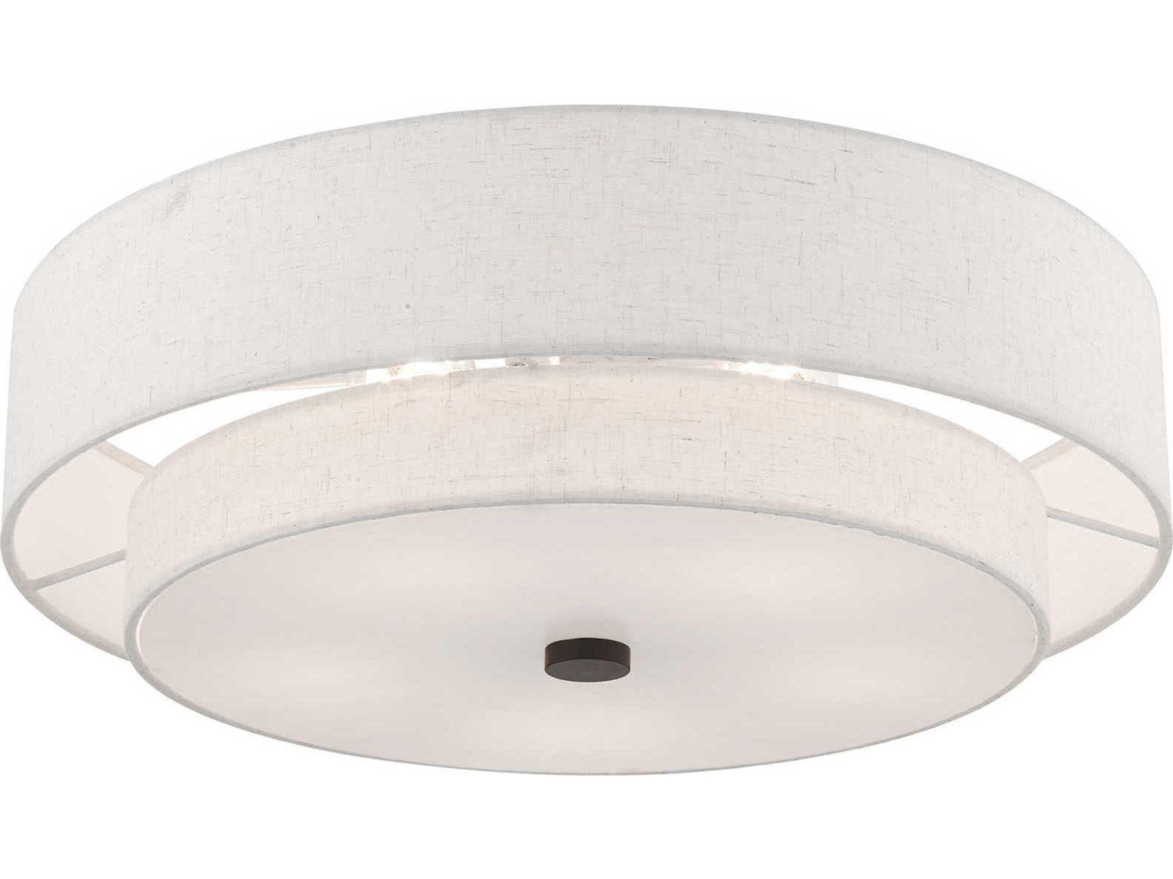 Livex Lighting Meridian English Bronze Drum Round Semi Flush Mount