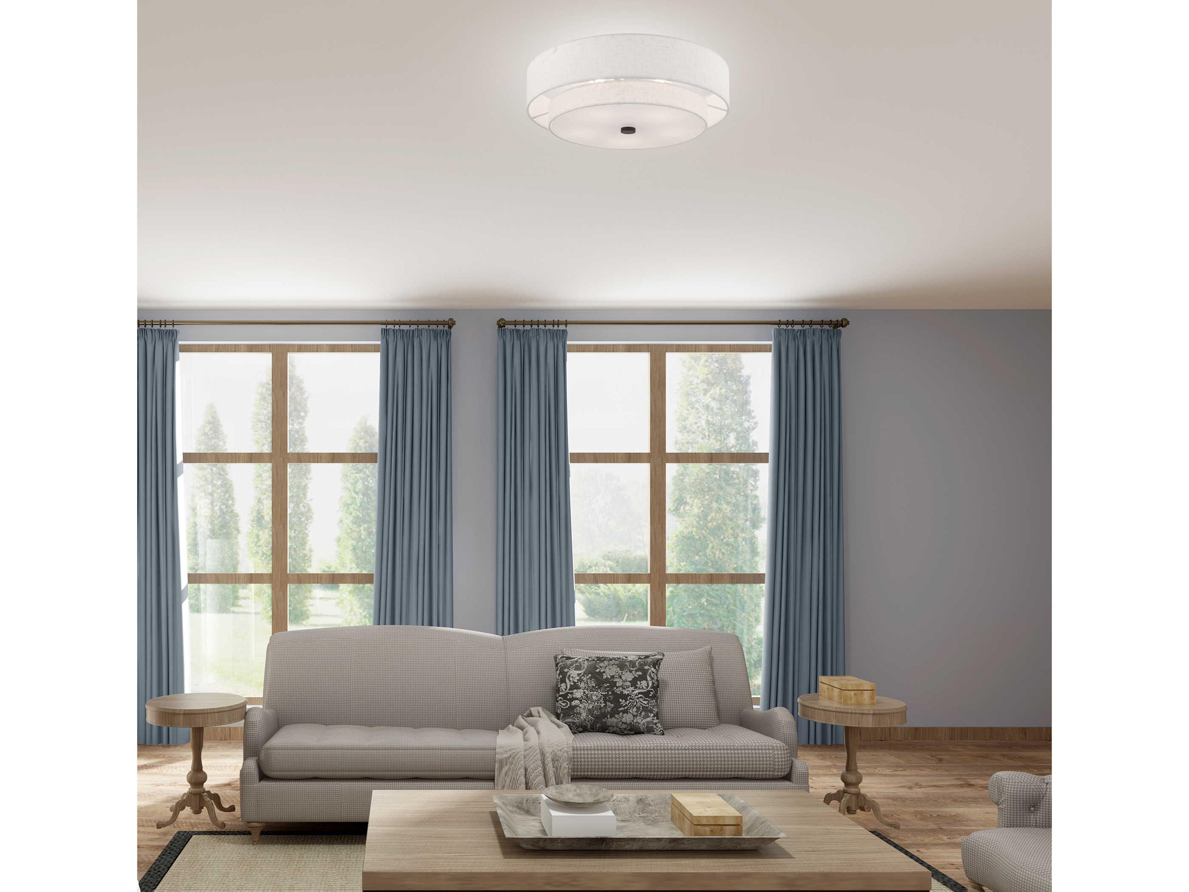 Livex Lighting Meridian English Bronze Drum Round Semi Flush Mount