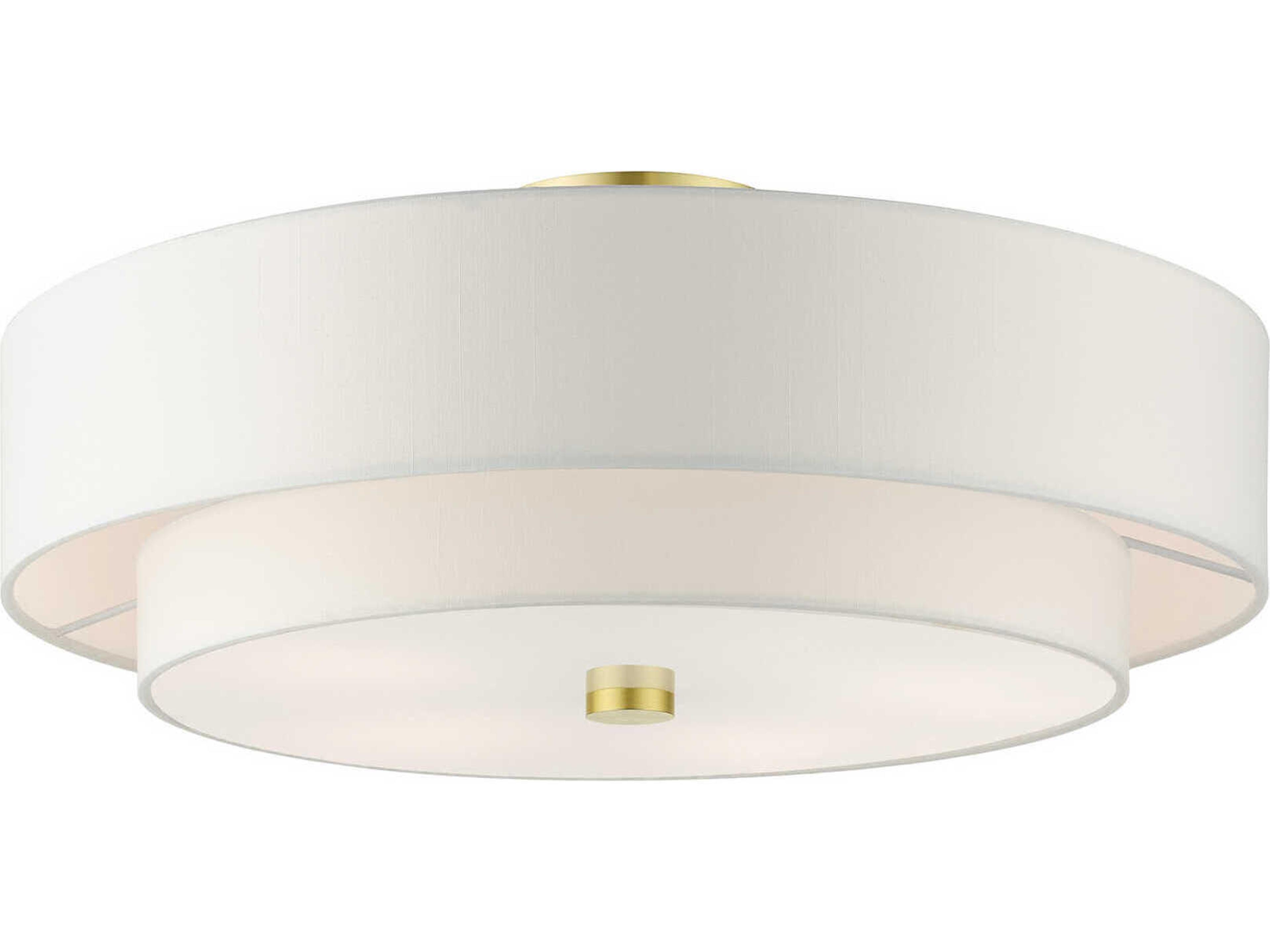 Livex Lighting Meridian 5-Light Satin Brass Drum Semi Flush Mount
