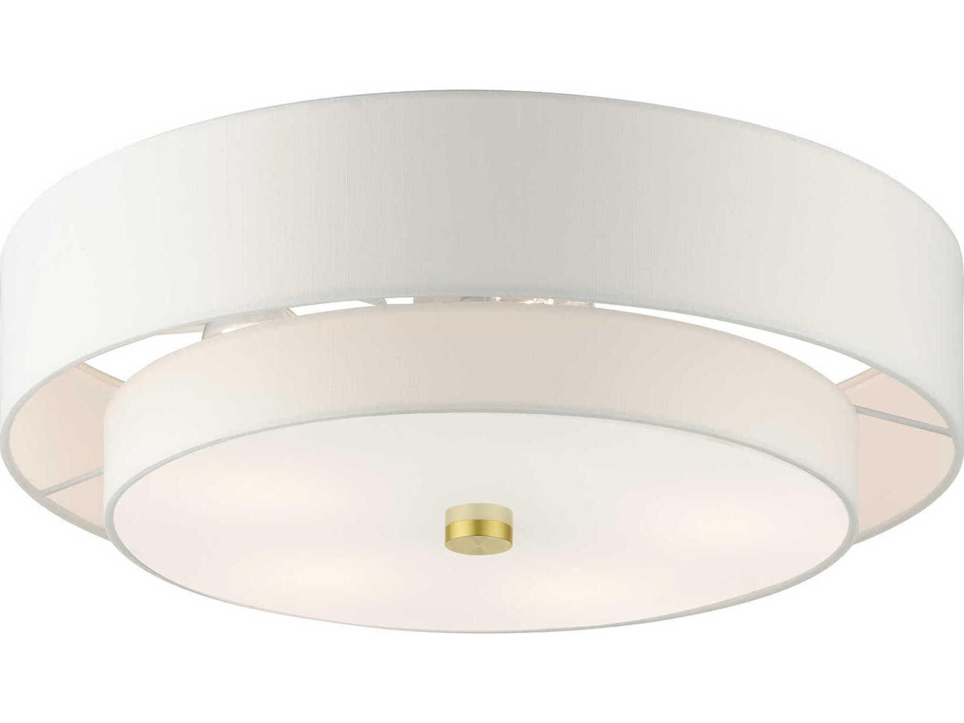 Livex Lighting Meridian 5-Light Satin Brass Drum Semi Flush Mount