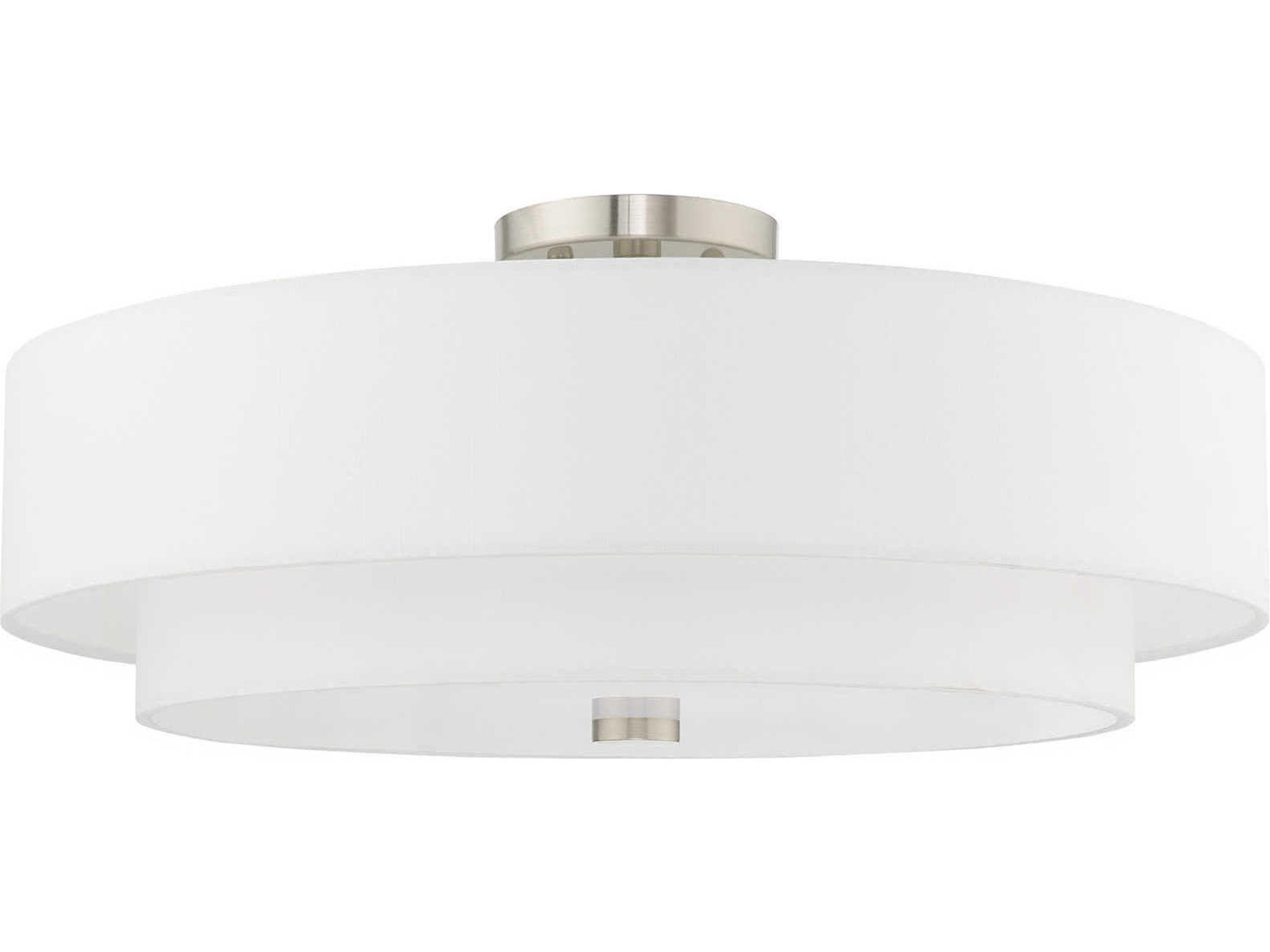 Livex Lighting Meridian Brushed Nickel Drum Round Semi Flush Mount