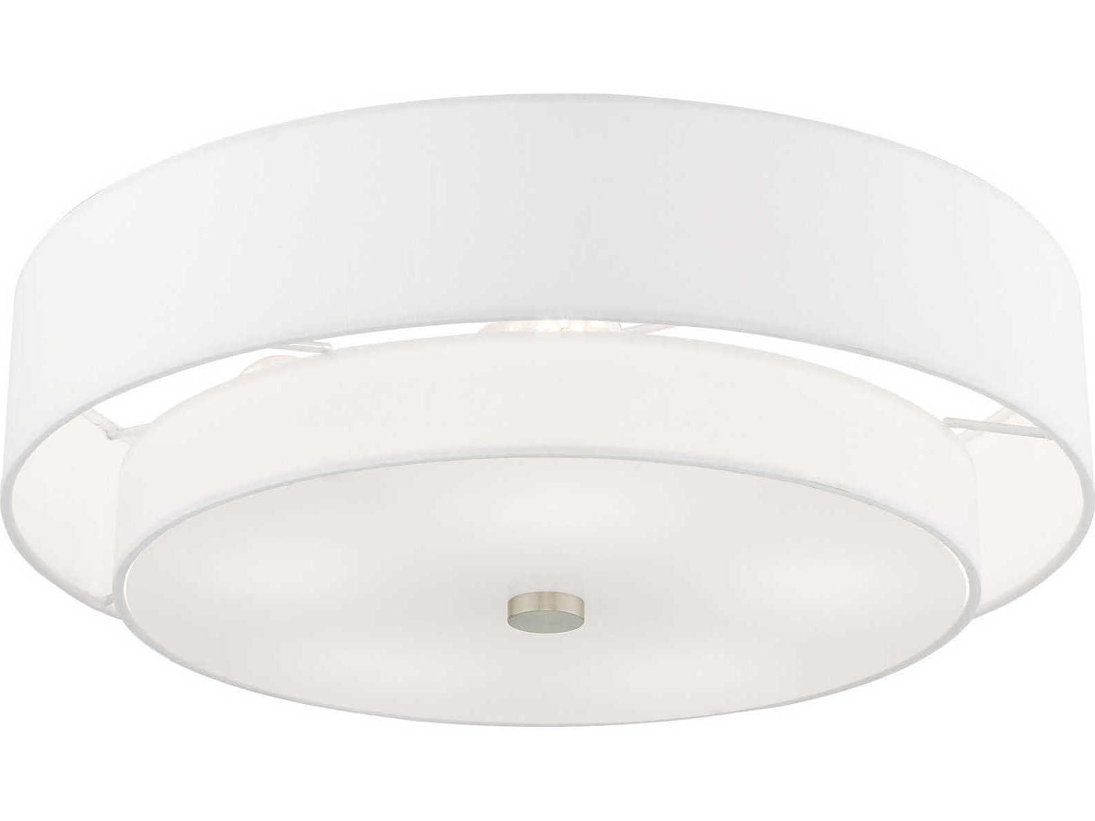 Livex Lighting Meridian Brushed Nickel Drum Round Semi Flush Mount