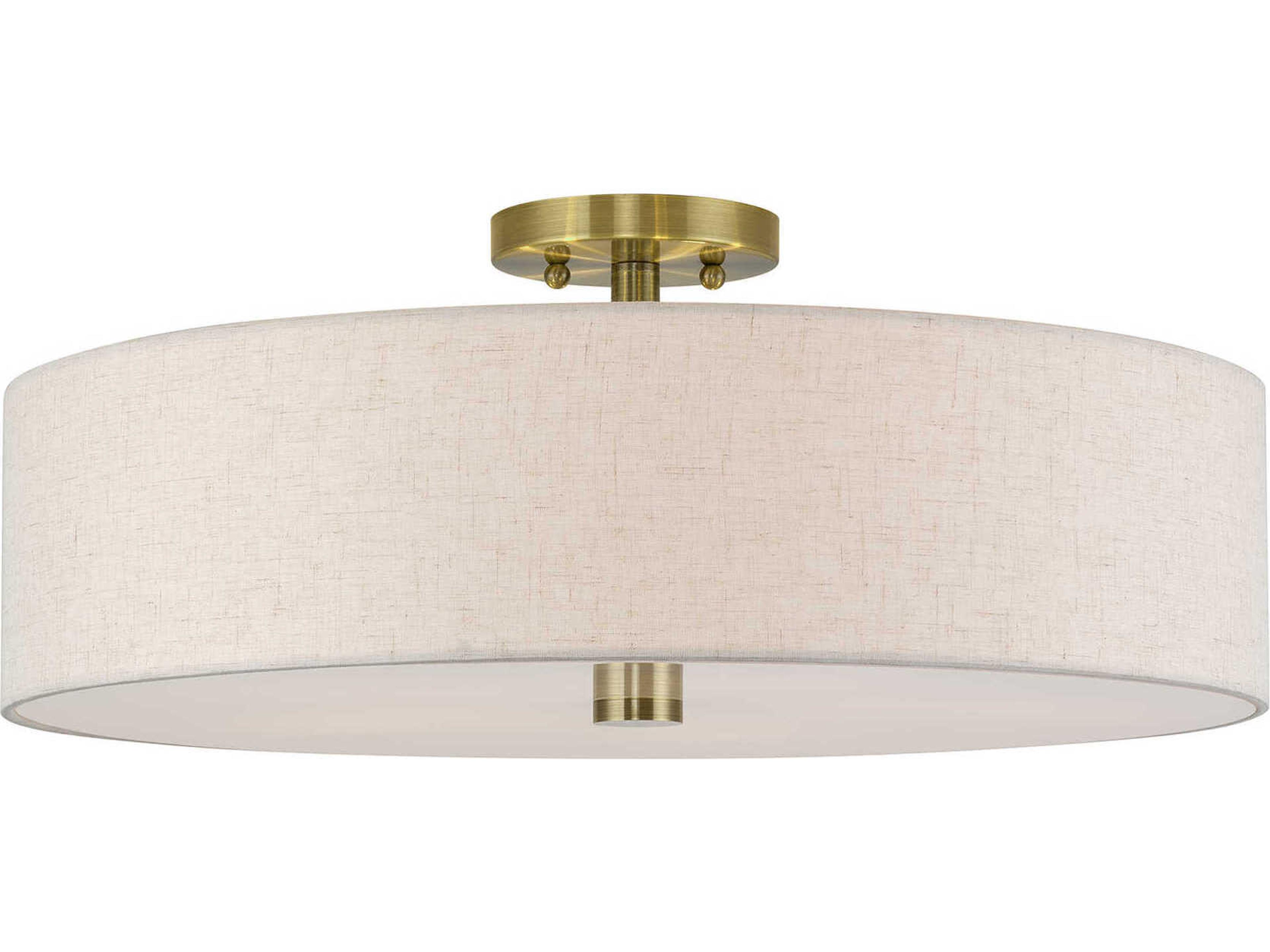 Monroe 5-Light Antique Brass Drum Semi Flush Mount