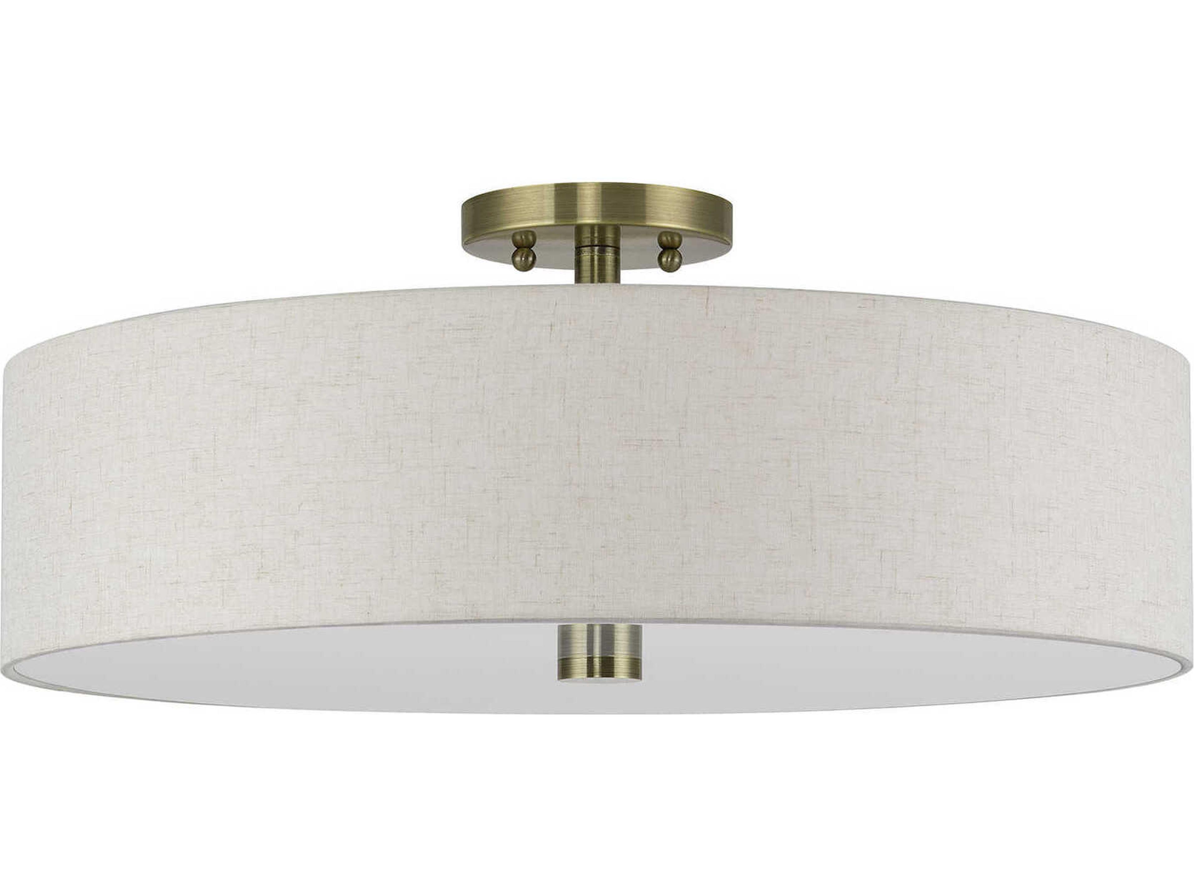 Livex Lighting Monroe 5-Light Antique Brass Drum Semi Flush Mount