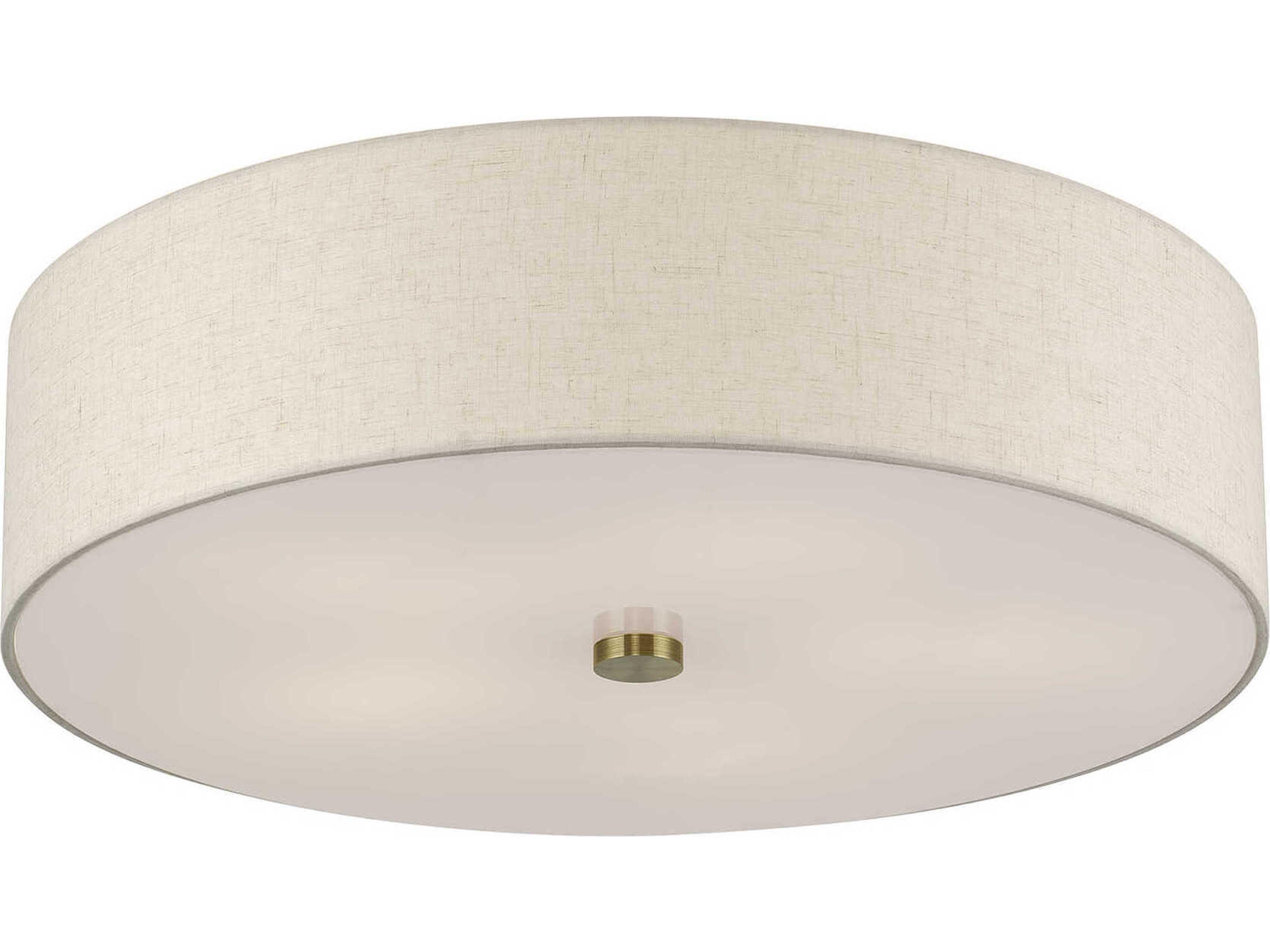 Livex Lighting Monroe 5-Light Antique Brass Drum Semi Flush Mount