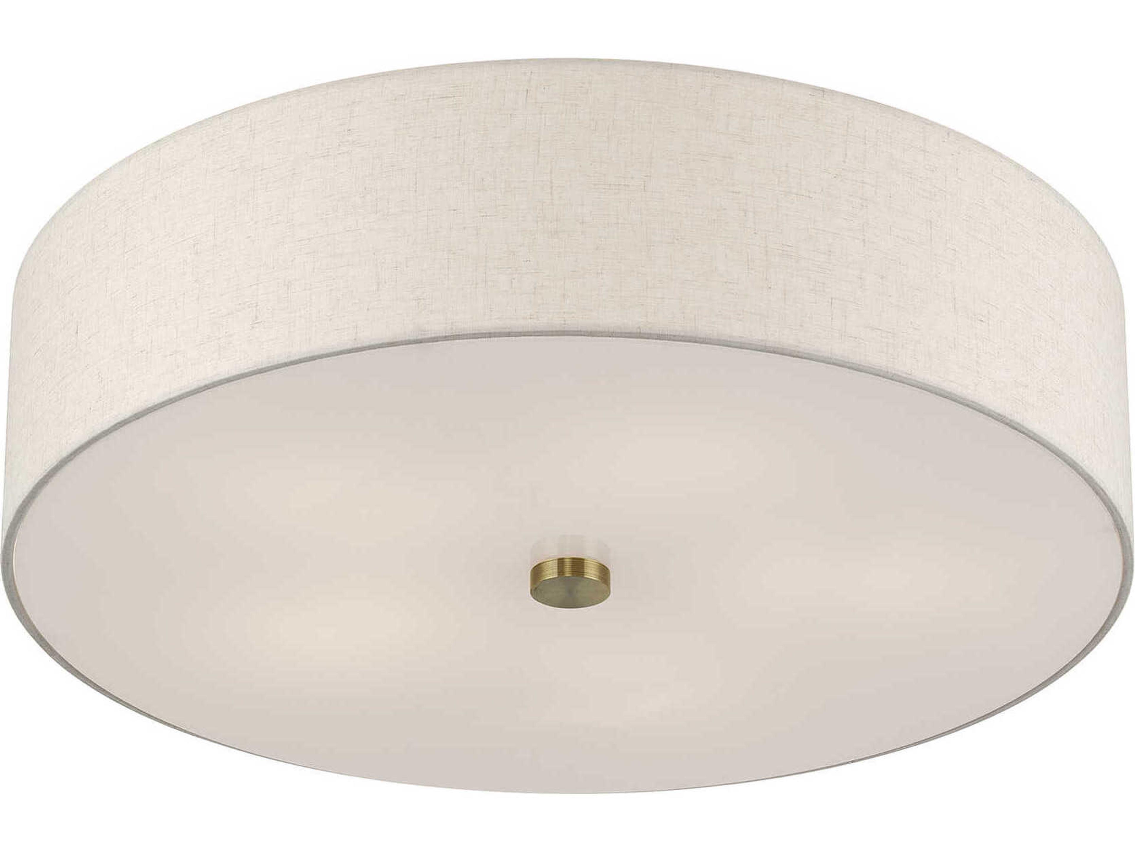 Livex Lighting Monroe 5-Light Antique Brass Drum Semi Flush Mount