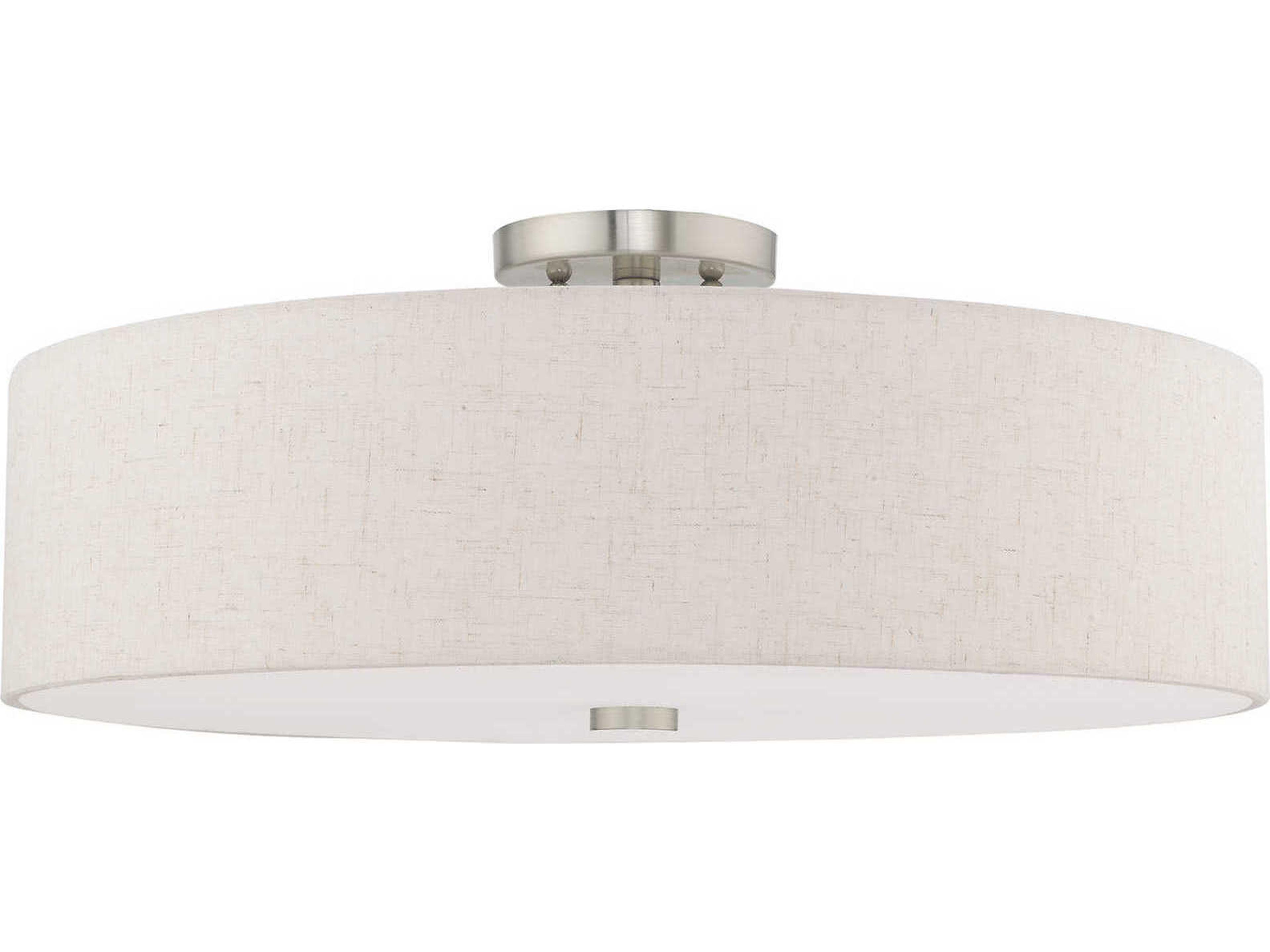 Livex Lighting Meridian Brushed Nickel Drum Round Semi Flush Mount