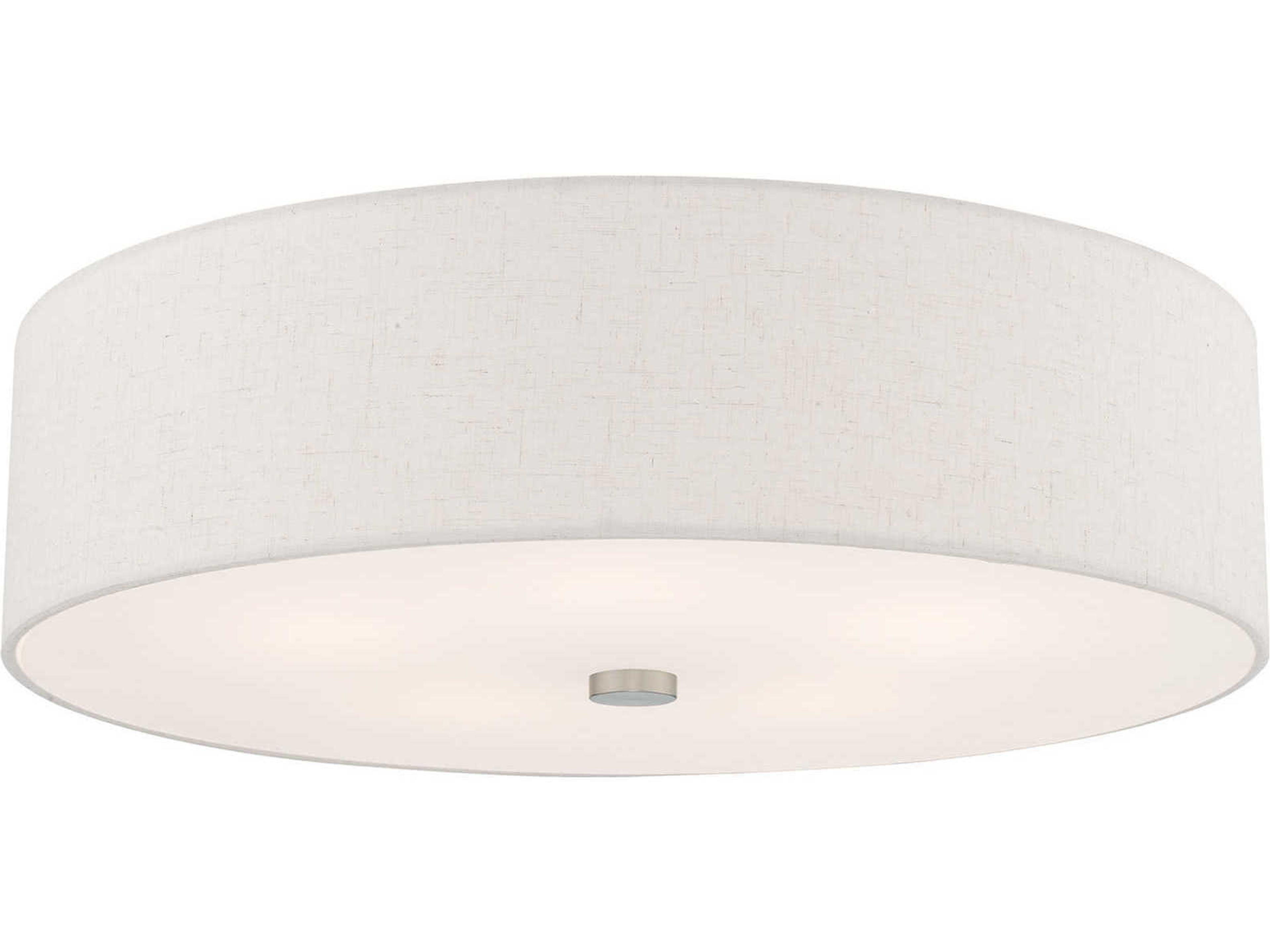 Livex Lighting Meridian Brushed Nickel Drum Round Semi Flush Mount