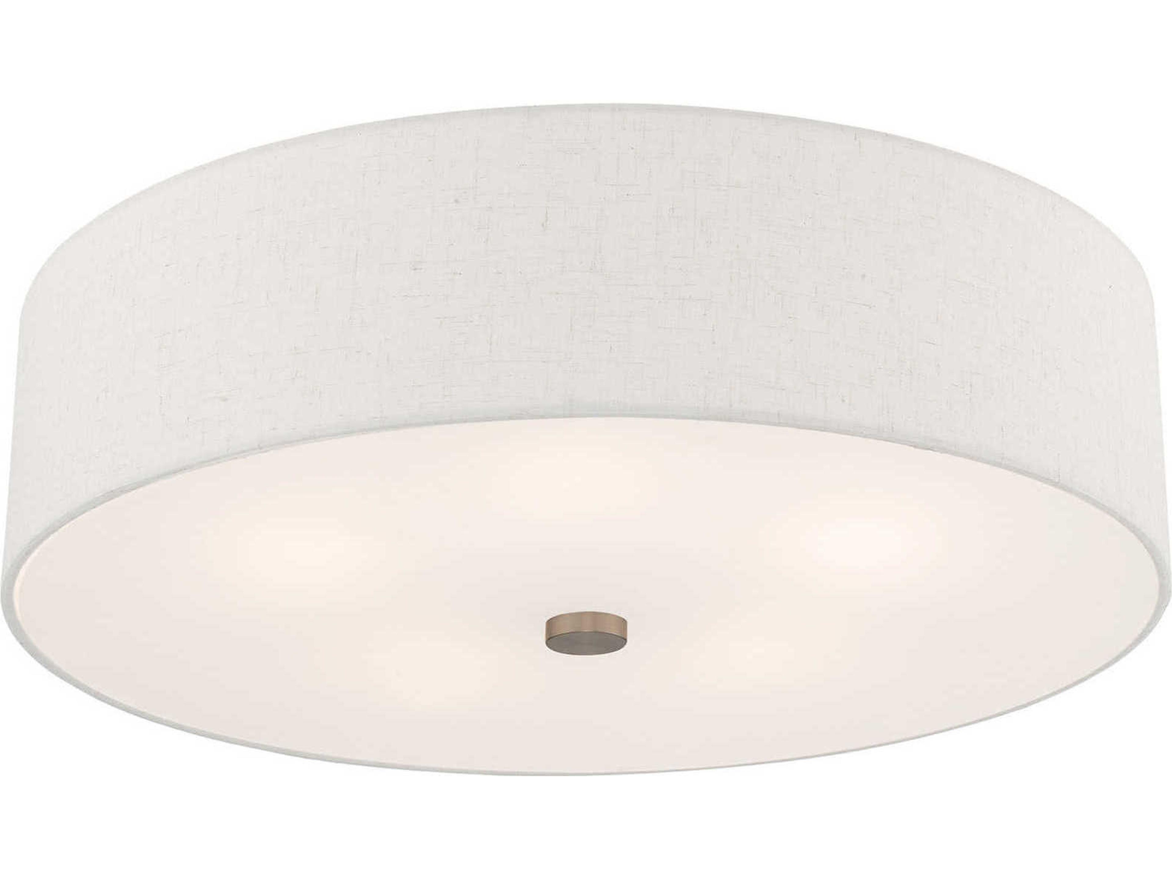 Livex Lighting Meridian Brushed Nickel Drum Round Semi Flush Mount