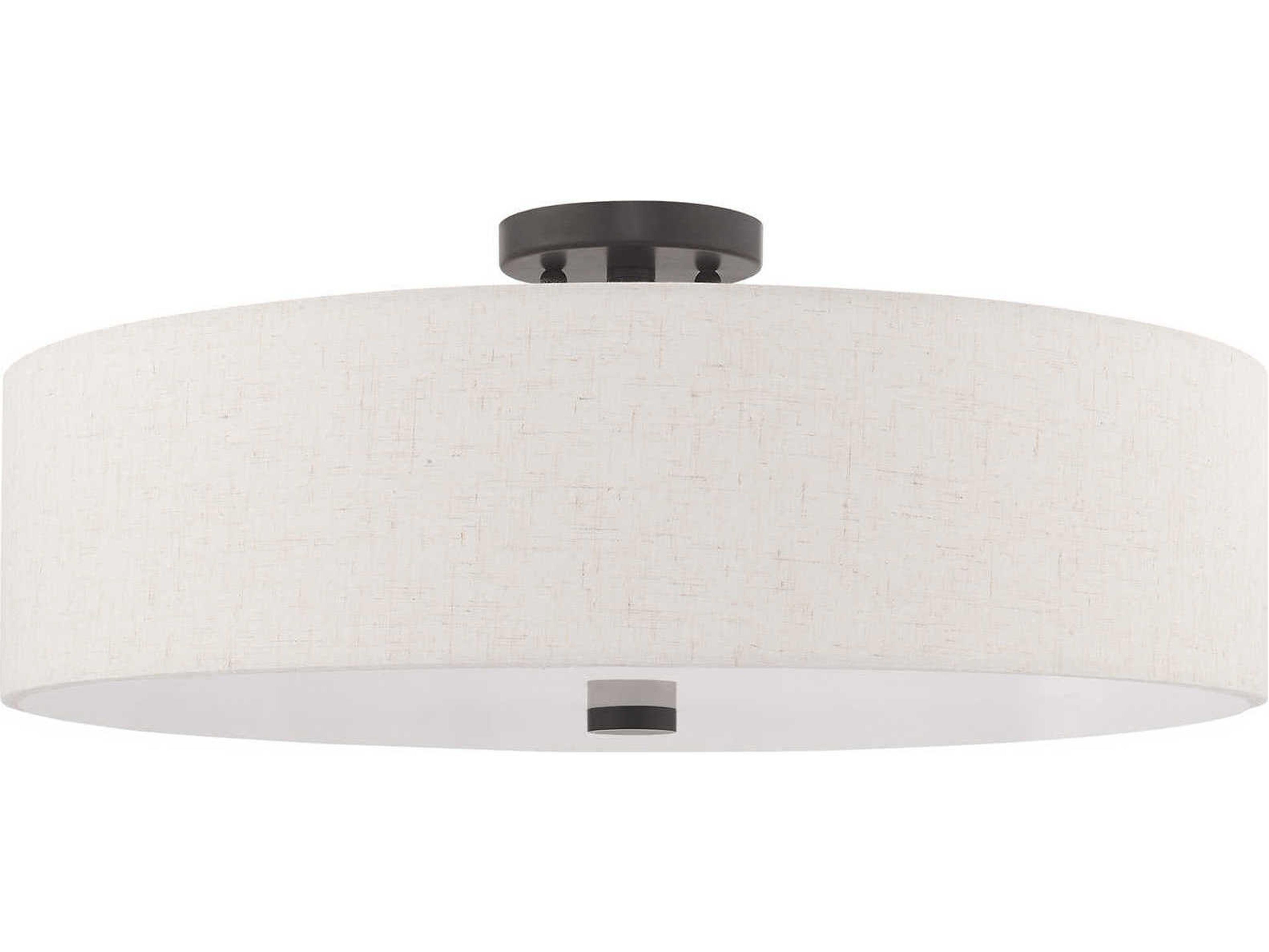 Livex Lighting Meridian English Bronze Drum Round Semi Flush Mount