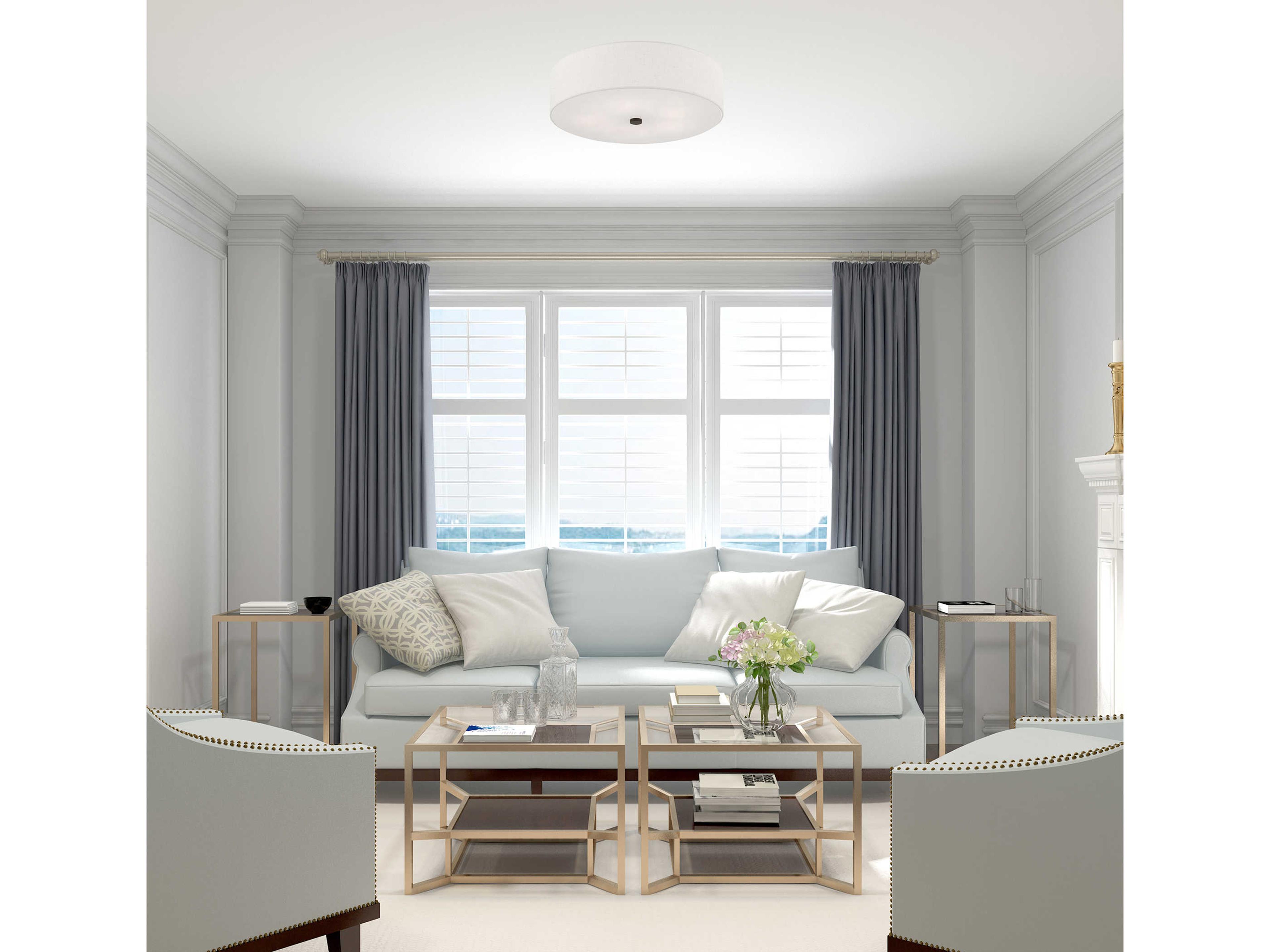 Livex Lighting Meridian English Bronze Drum Round Semi Flush Mount