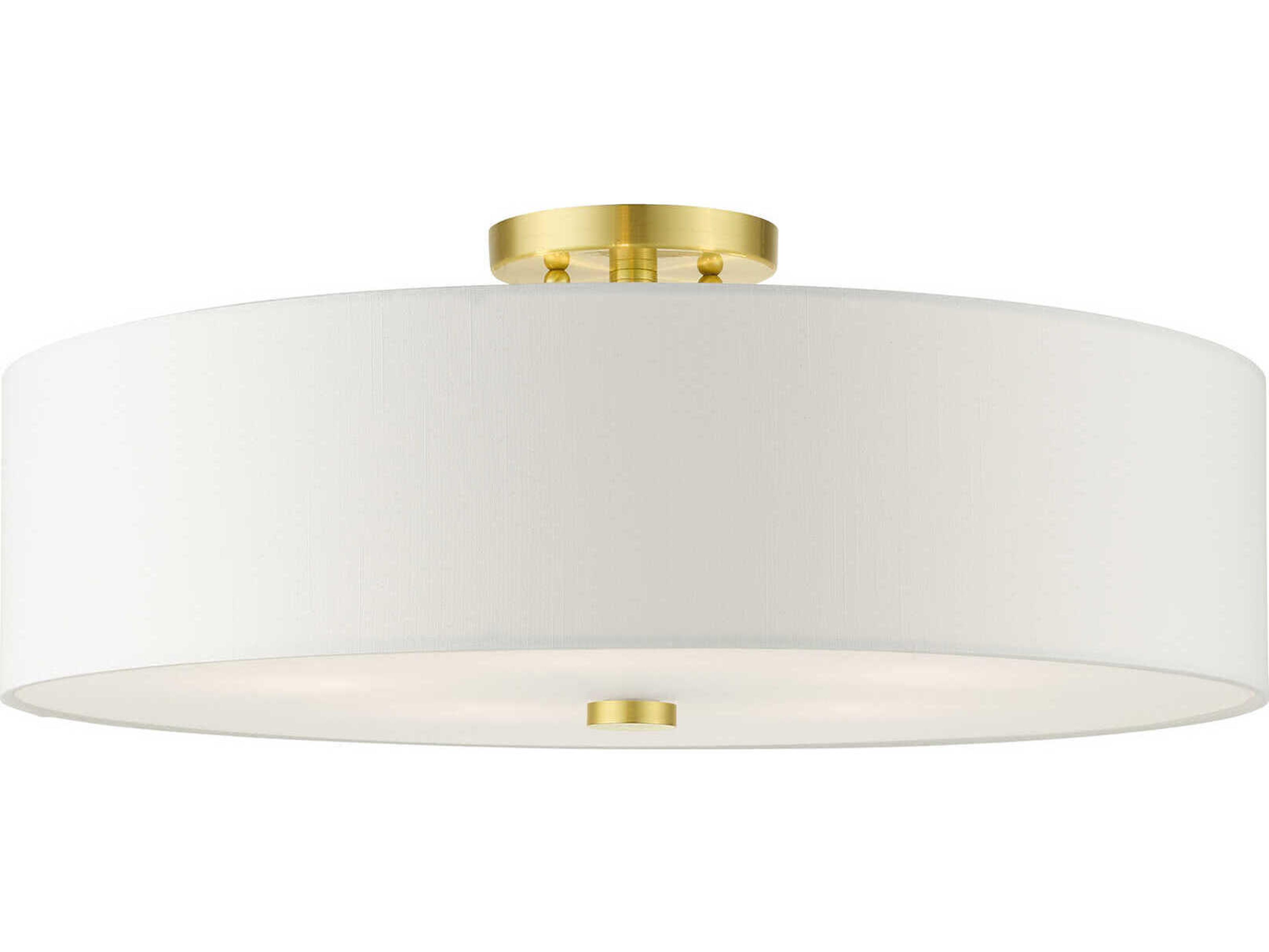 Meridian 5-Light Satin Brass Drum Semi Flush Mount