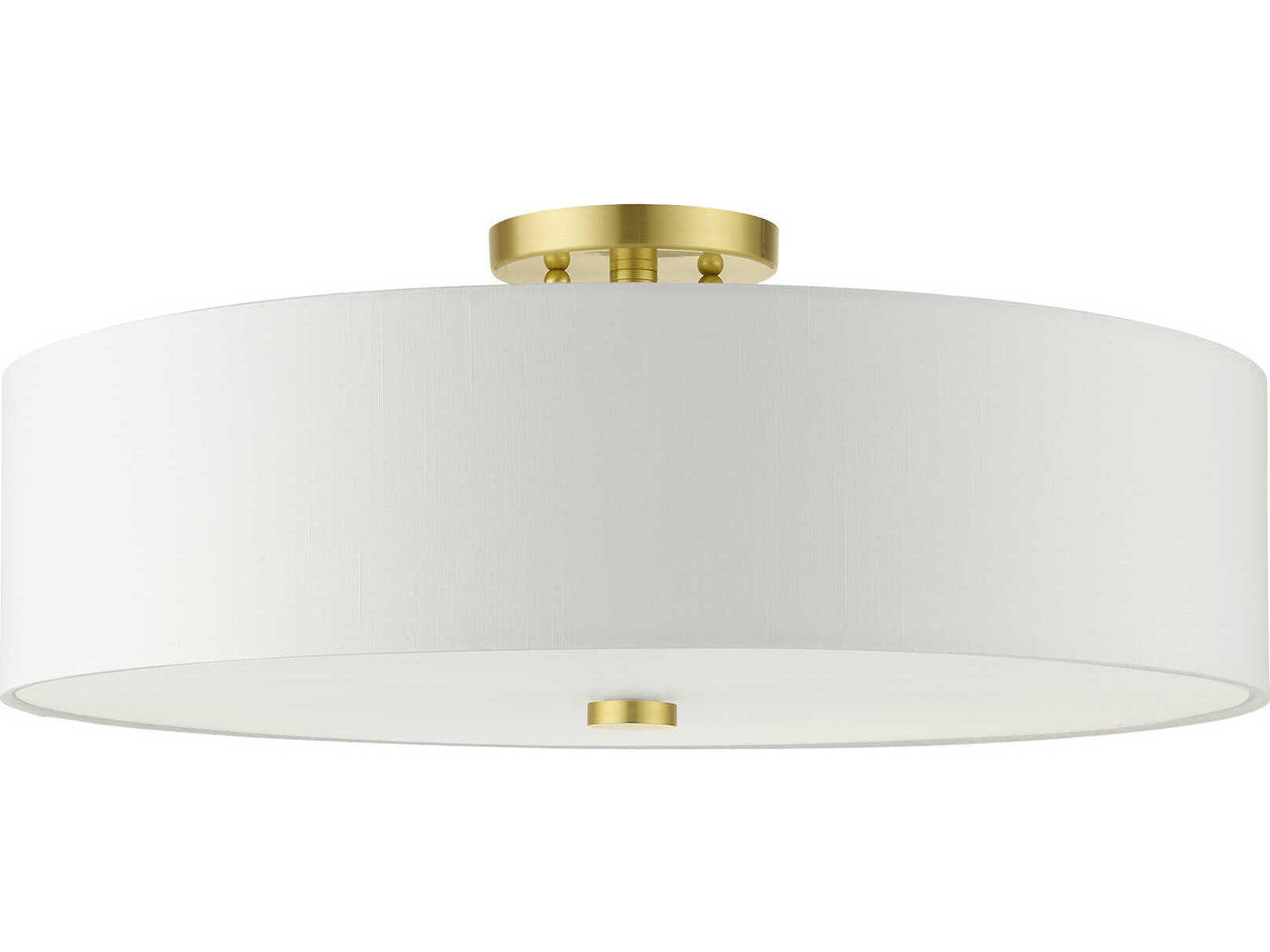 Livex Lighting Meridian 5-Light Satin Brass Drum Semi Flush Mount