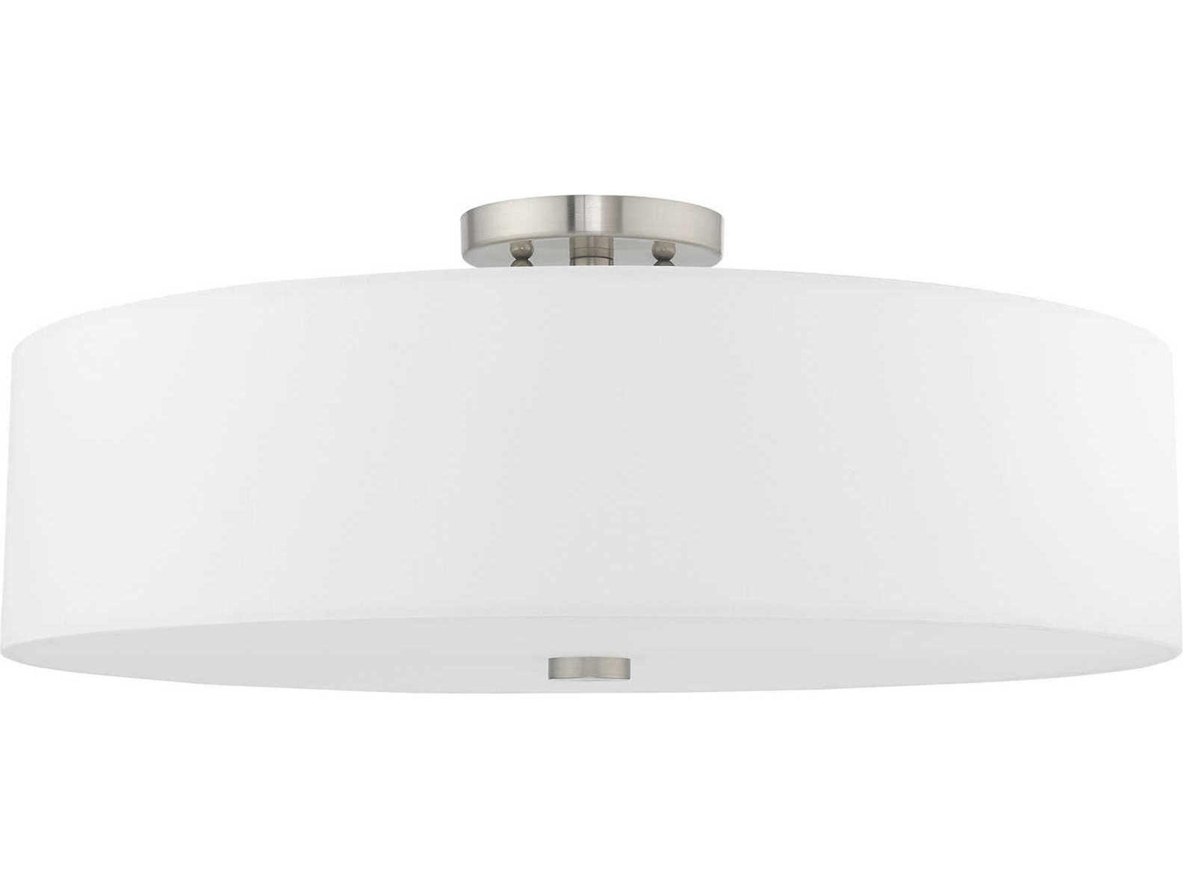 Livex Lighting Meridian Brushed Nickel Drum Round Semi Flush Mount