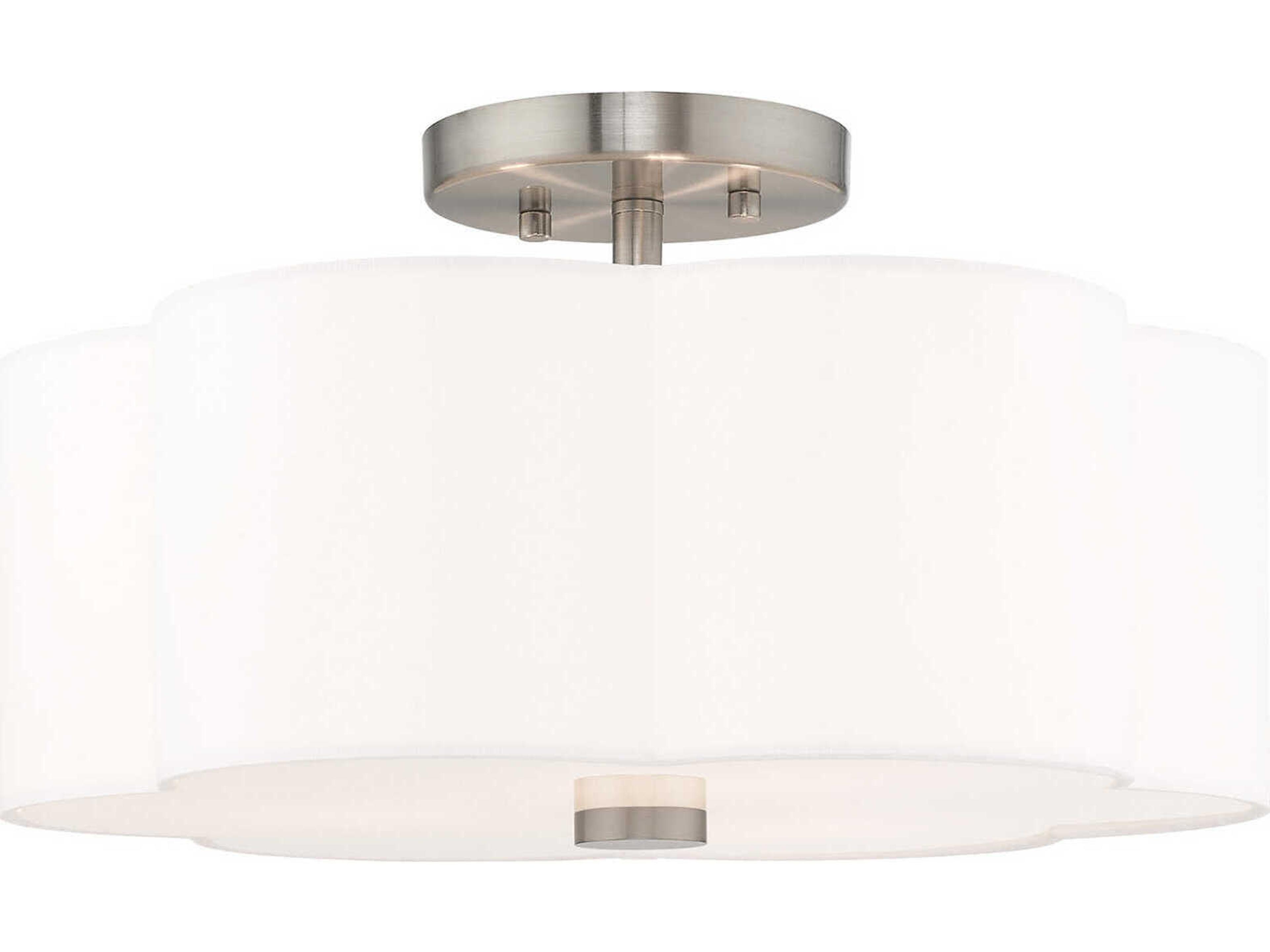 Chelsea 3-Light Brushed Nickel White Semi Flush Mount