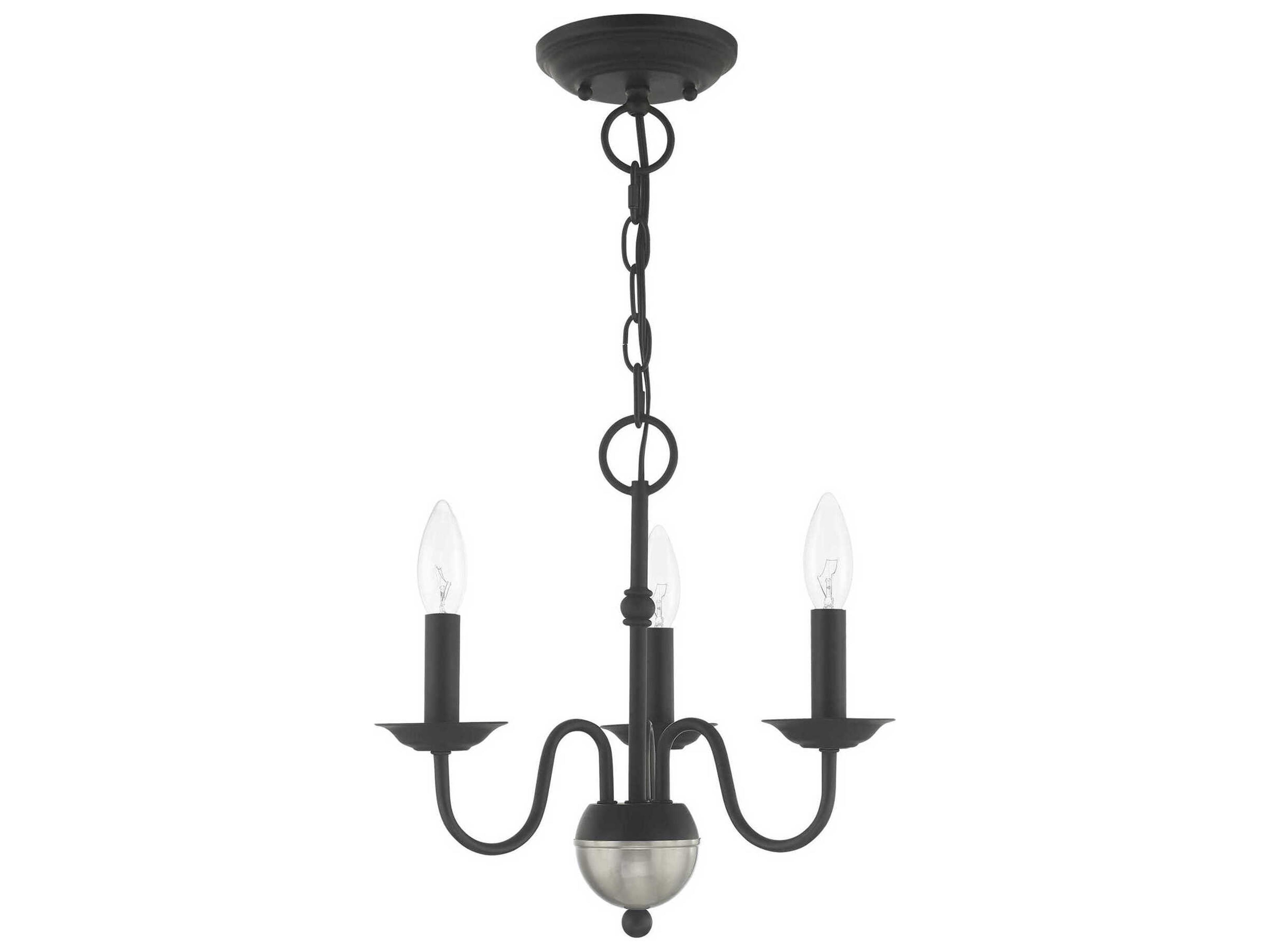 Livex Lighting Windsor 3-Light Black Candelabra Chandelier