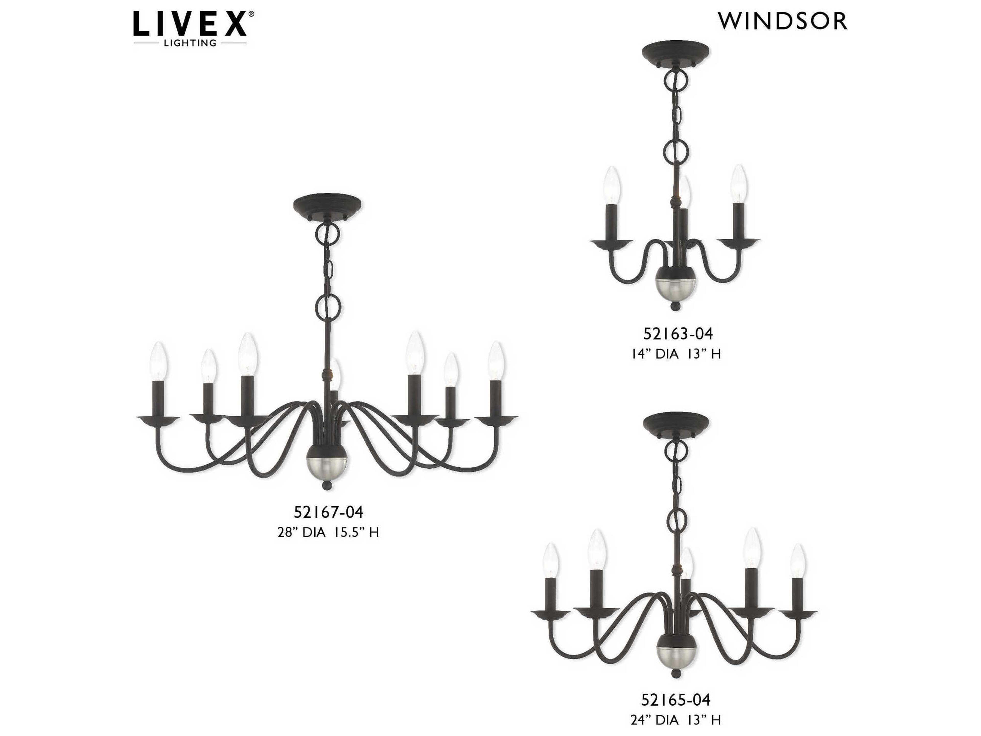 Livex Lighting Windsor 3-Light Black Candelabra Chandelier