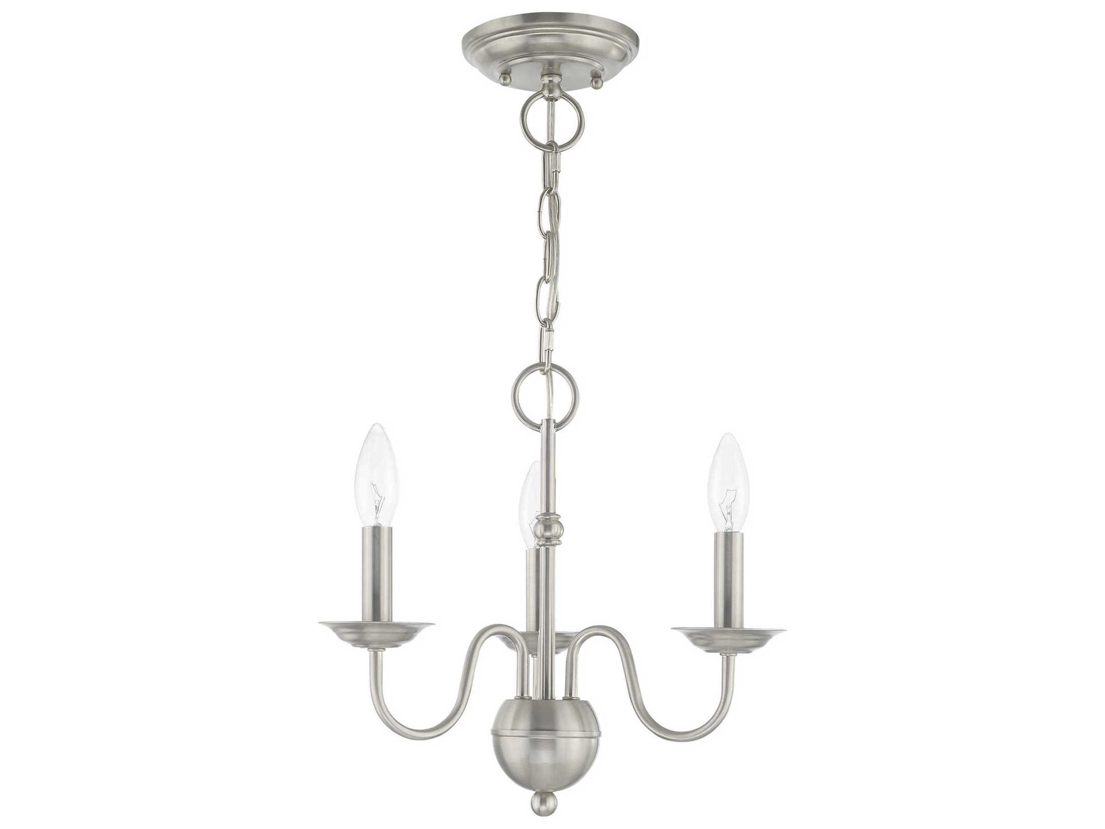Livex Lighting Windsor 3-Light Brushed Nickel Candelabra Chandelier