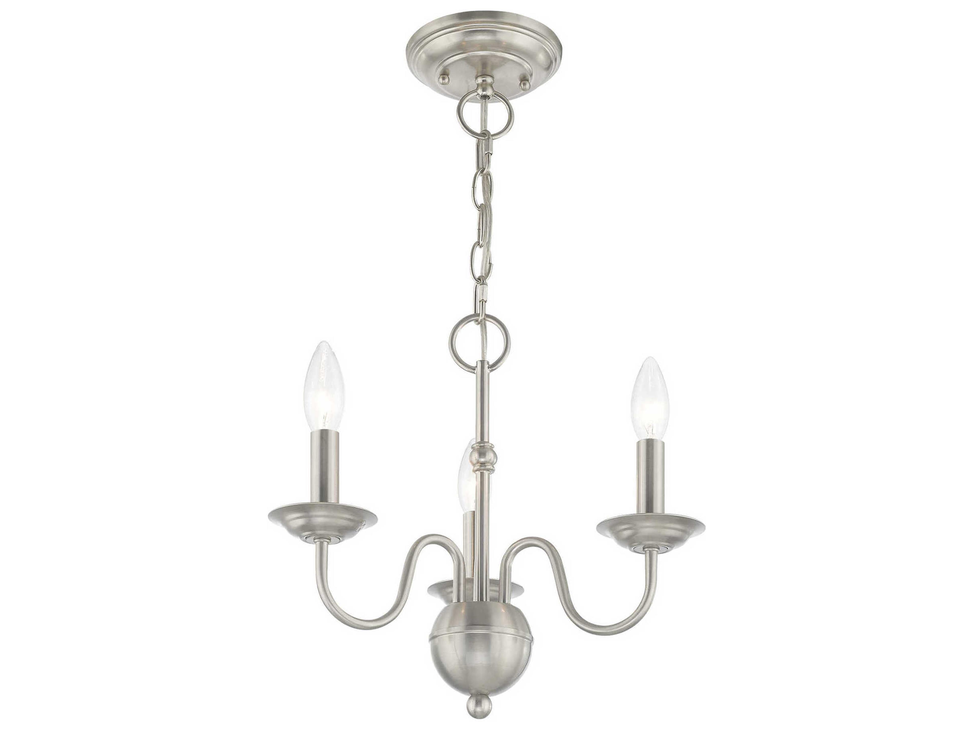 Livex Lighting Windsor 3-Light Brushed Nickel Candelabra Chandelier