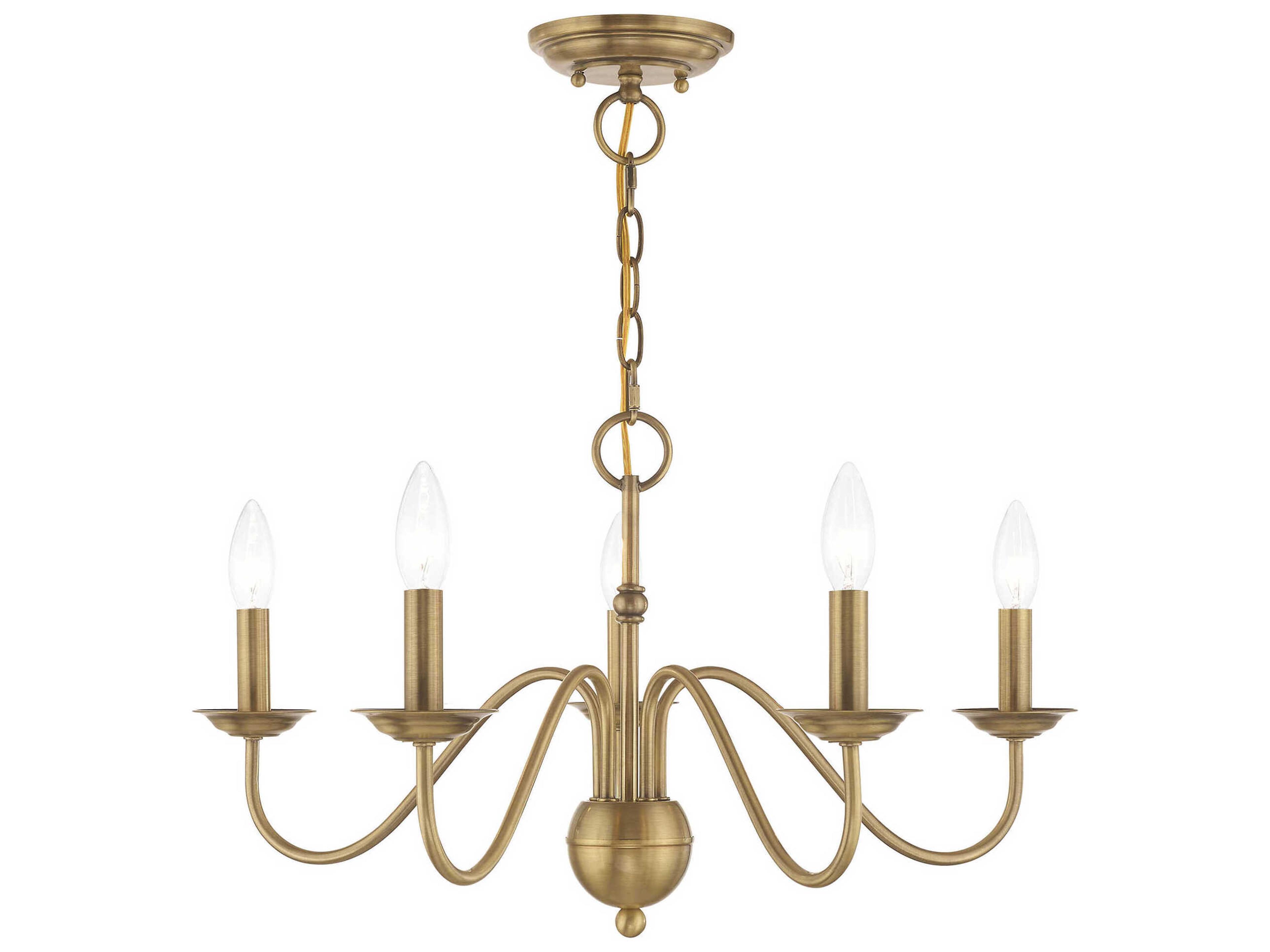 Windsor 5-Light Antique Brass Candelabra Chandelier
