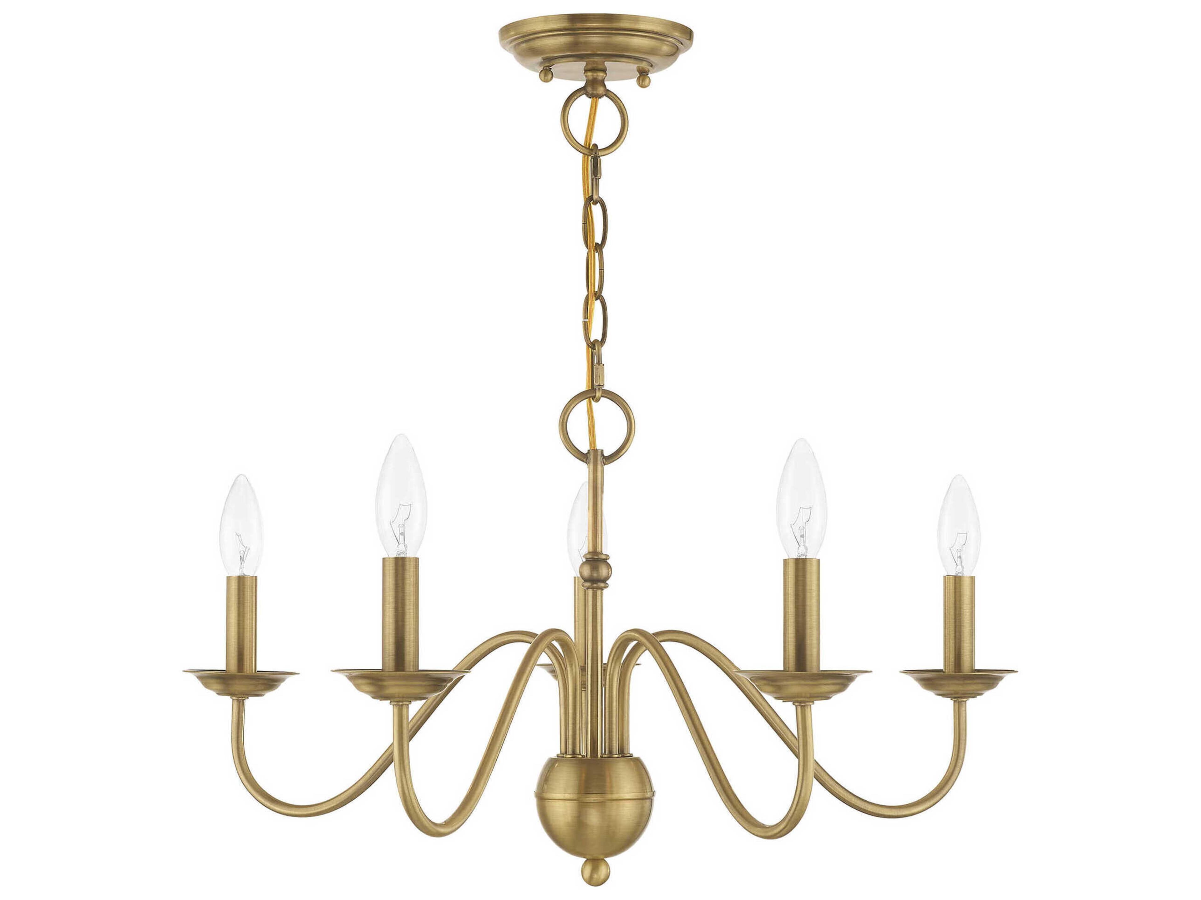 Livex Lighting Windsor 5-Light Antique Brass Candelabra Chandelier