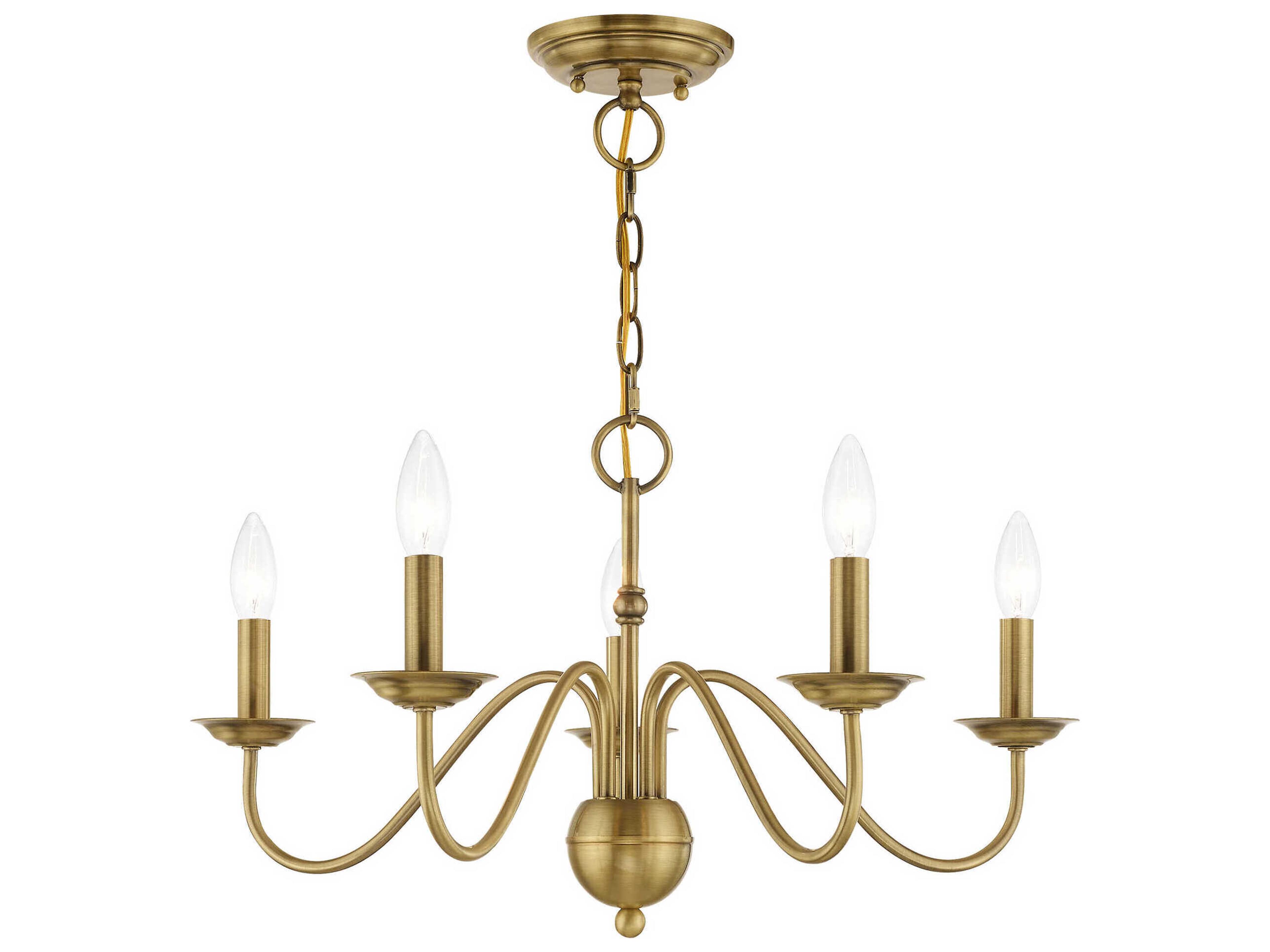 Livex Lighting Windsor 5-Light Antique Brass Candelabra Chandelier