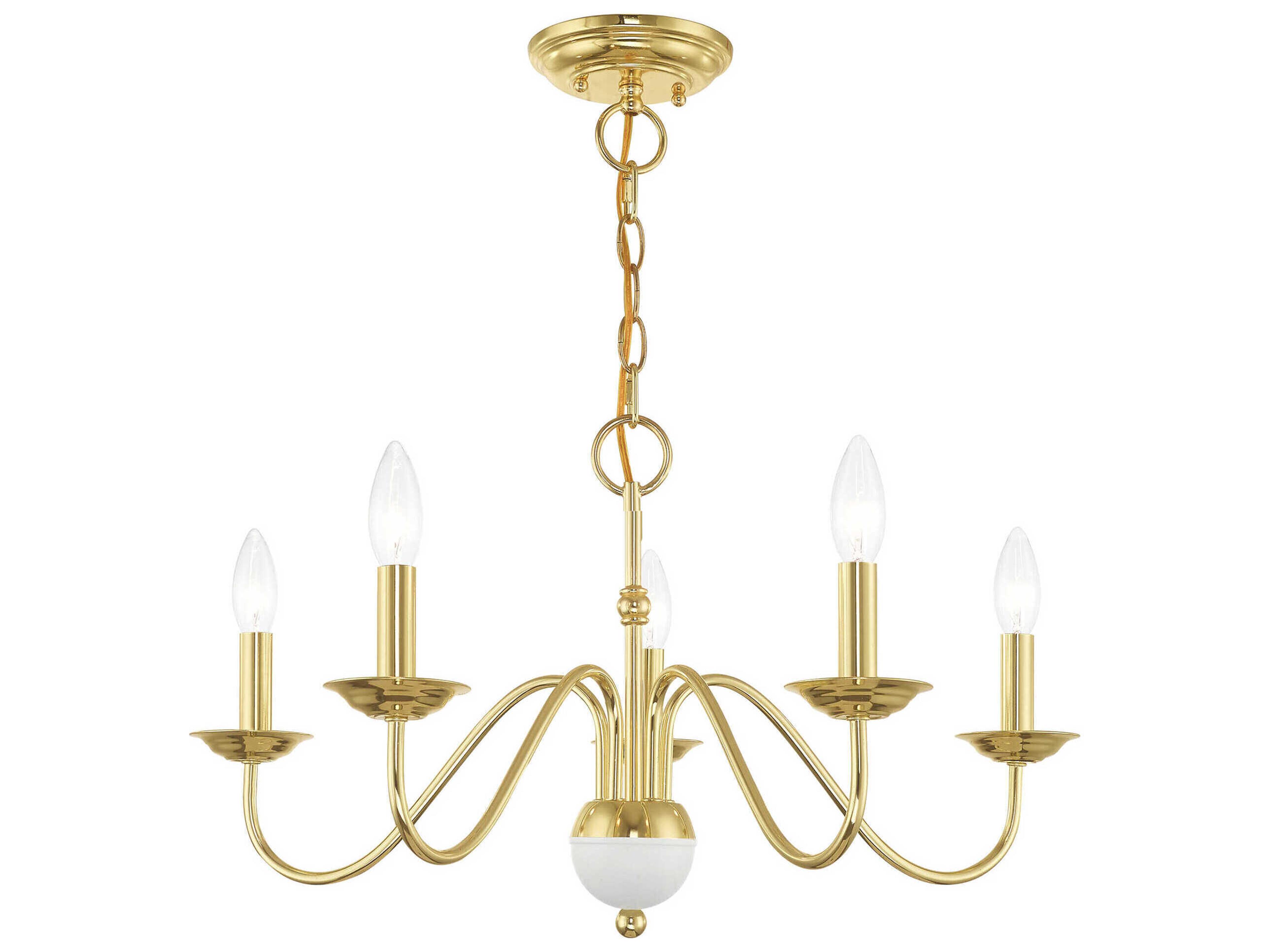 Livex Lighting Windsor 5-Light Polished Brass Candelabra Chandelier