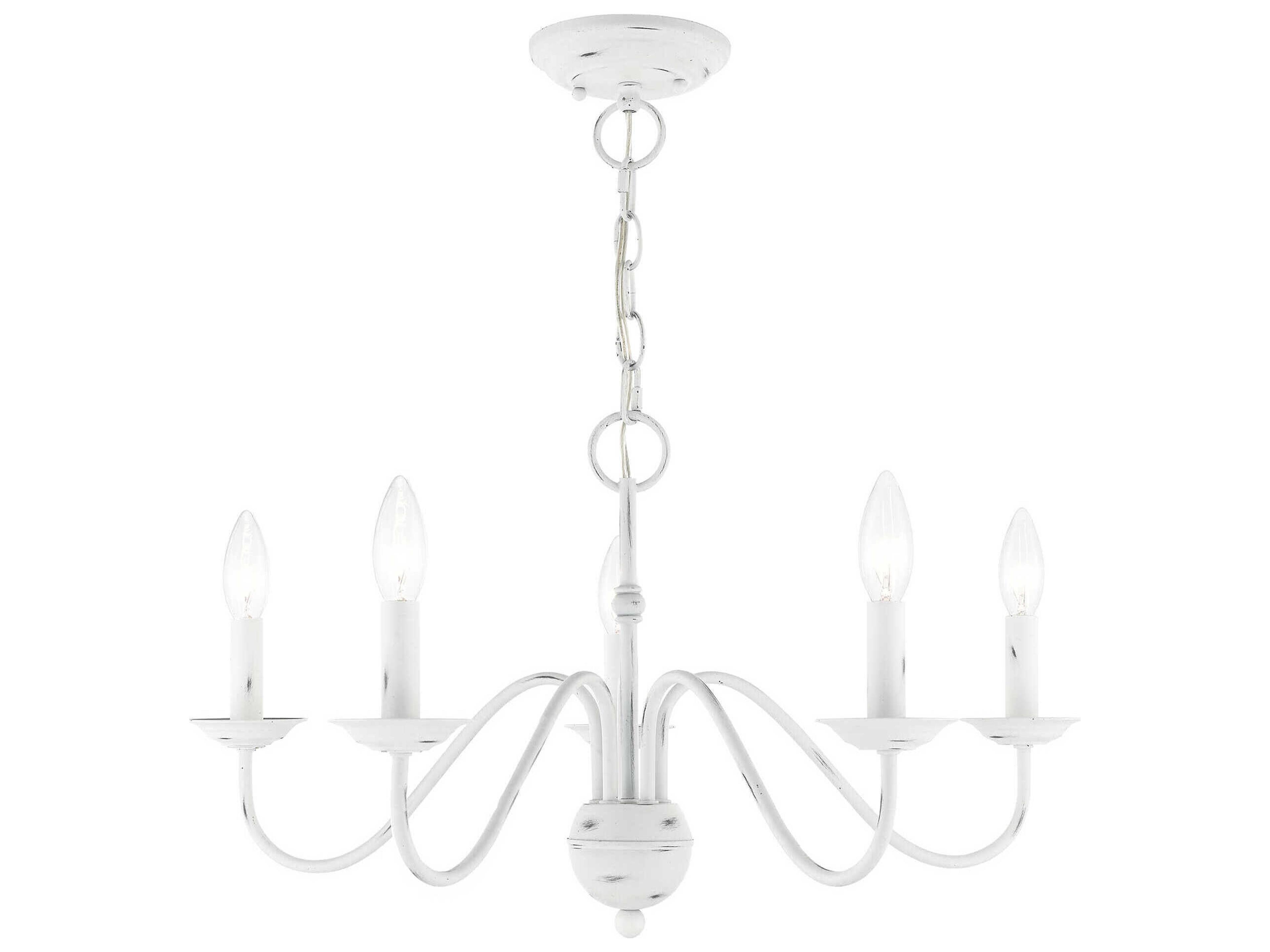 Windsor 5-Light Antique White Candelabra Chandelier