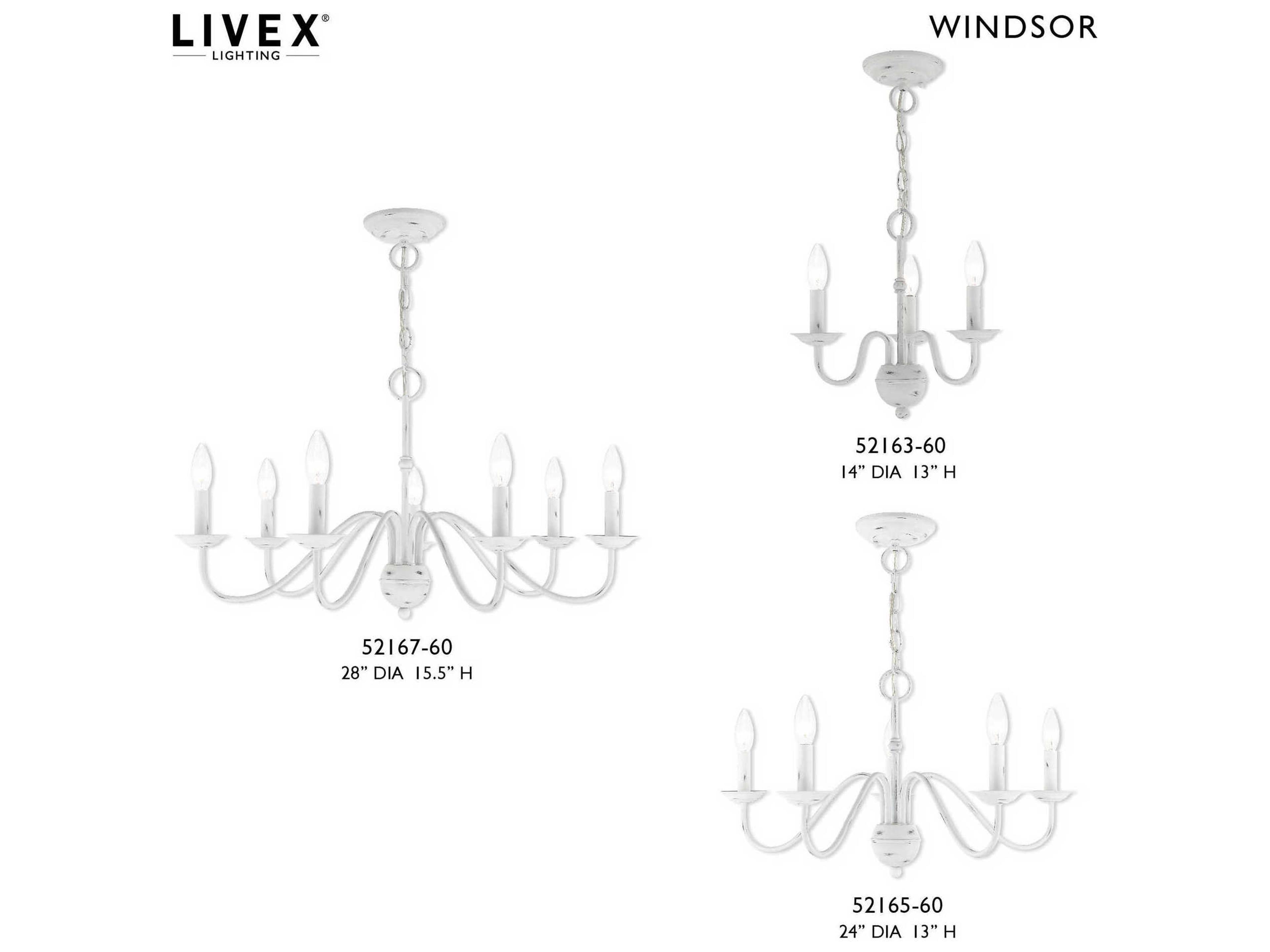 Livex Lighting Windsor 5-Light Antique White Candelabra Chandelier