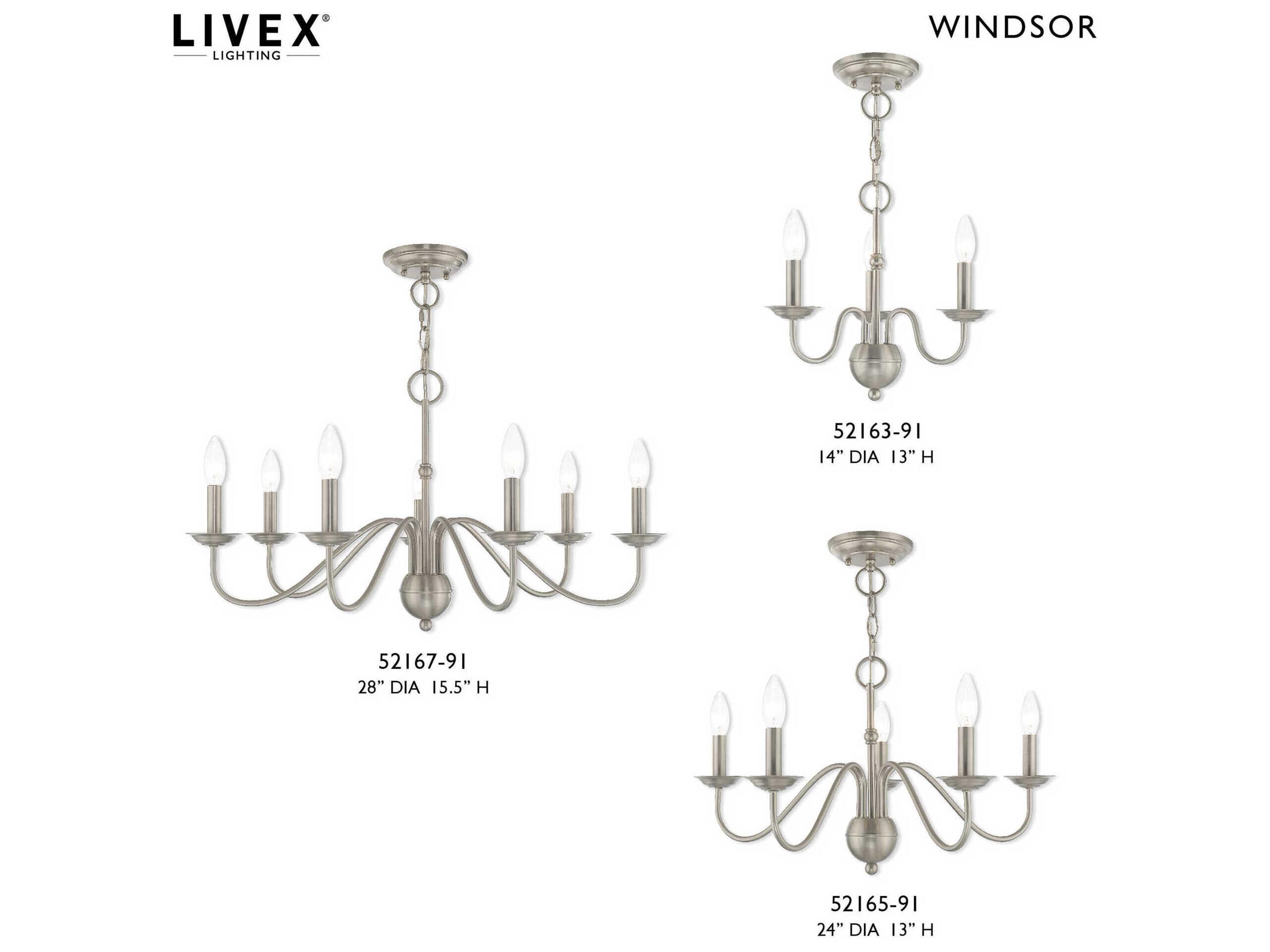 Livex Lighting Windsor 5-Light Brushed Nickel Candelabra Chandelier