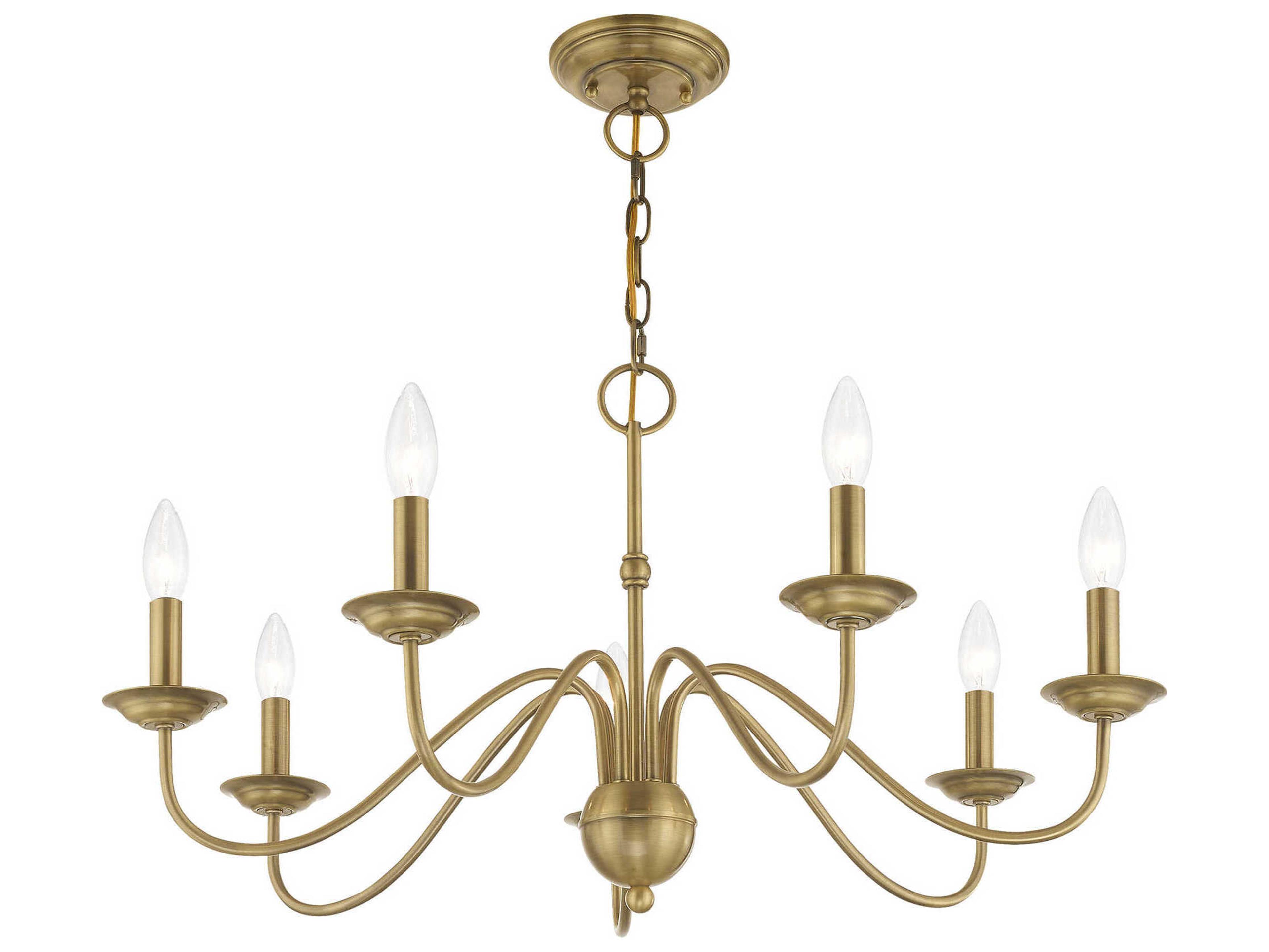 Livex Lighting Windsor 7-Light Antique Brass Candelabra Chandelier