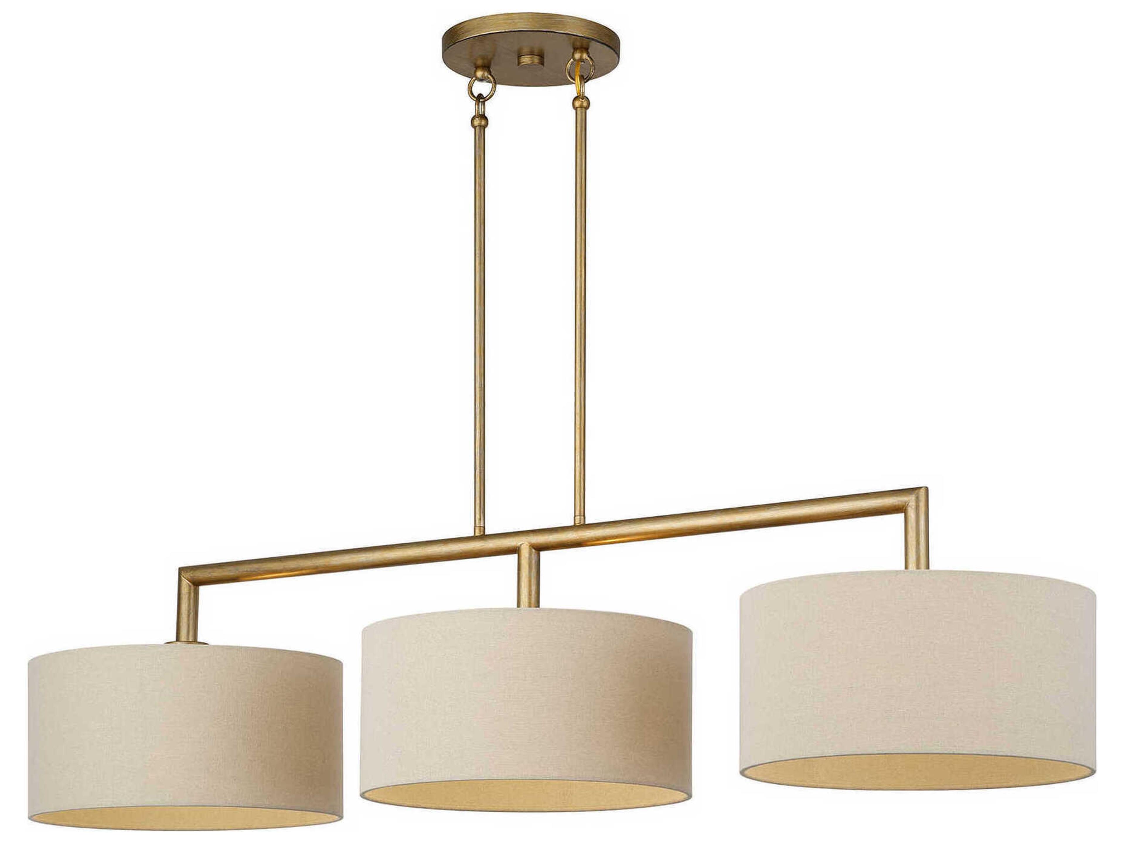 Bellingham 3-Light Antique Gold Leaf Drum Island Pendant